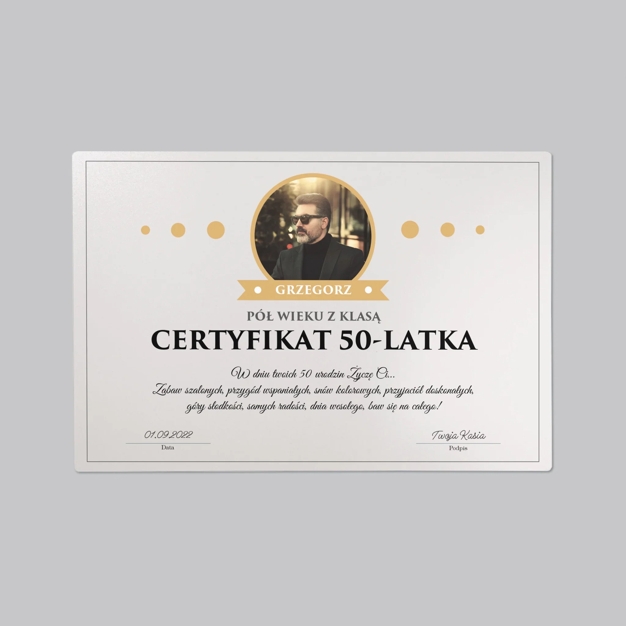 Certyfkat: Certyfikat 50-Latka - Podkładka Na Biurko - Image 2