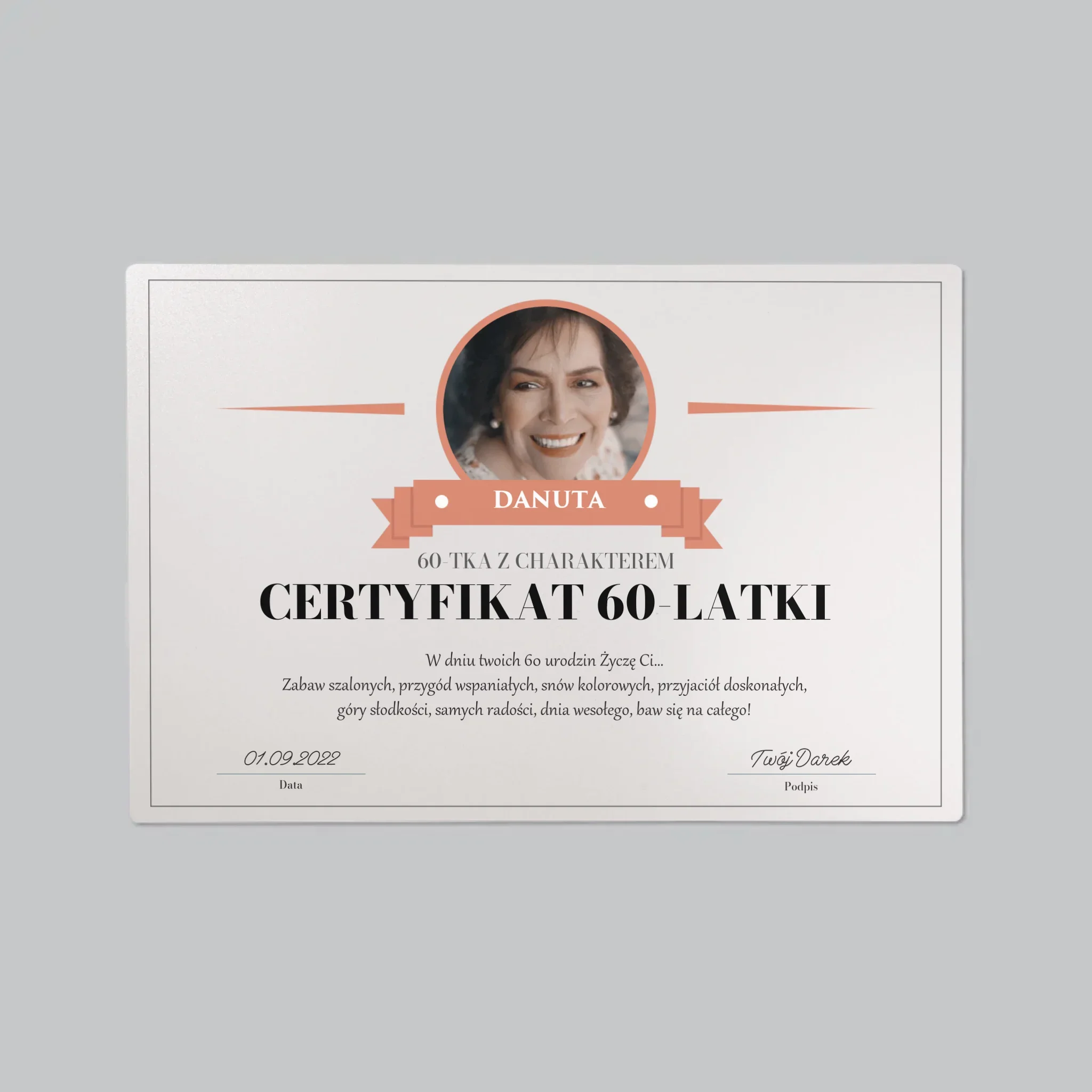 Certyfkat: Certyfikat 60-Latki - Podkładka Na Biurko - Image 2
