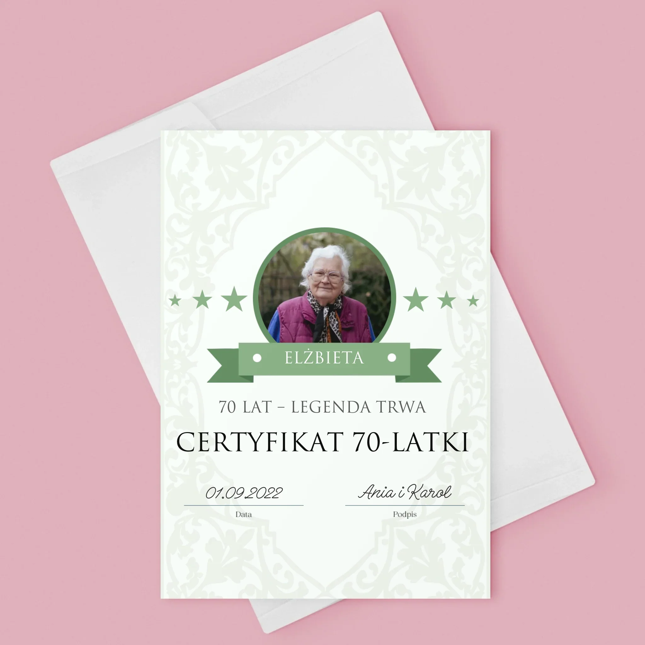 Certyfkat: Certyfikat 70-Latki - Kartka z Życzeniami - Image 3