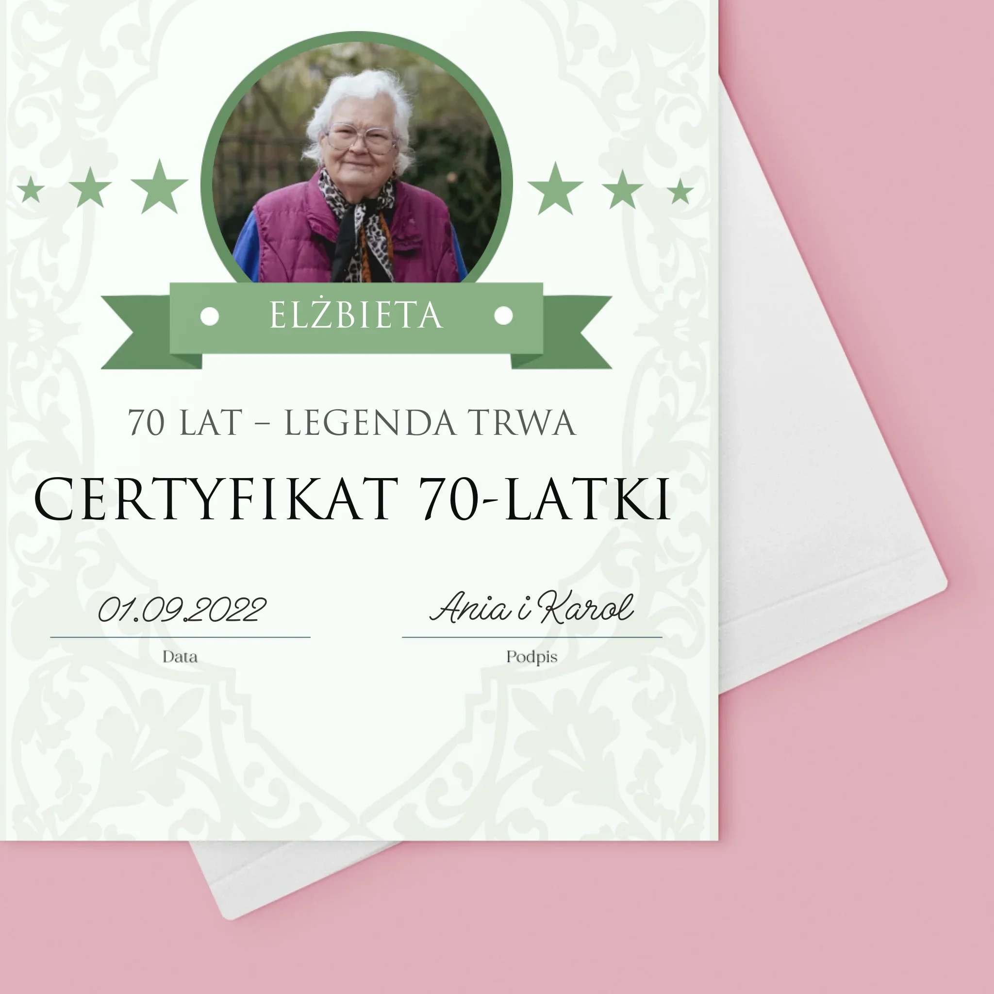 Certyfkat: Certyfikat 70-Latki - Kartka z Życzeniami - Image 4
