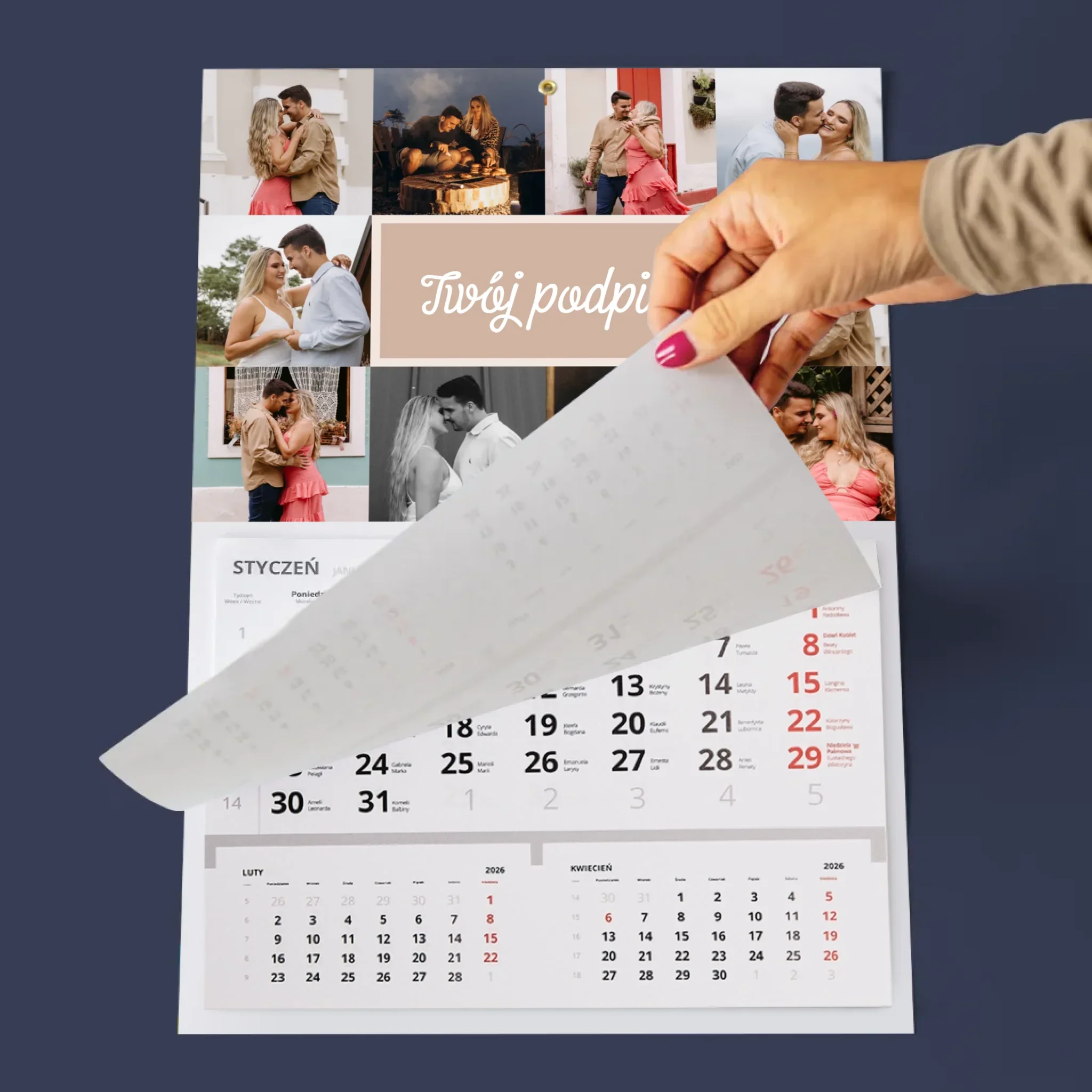 Fotokolaż: 10 Zdjęć i Podpis - Personalizowany Kalendarz Jednodzielny - Image 3