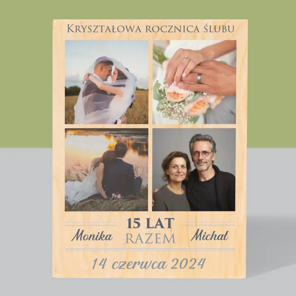 Fotokolaż: 15 Lat Razem - Wydruk Na Drewnie - Image 3