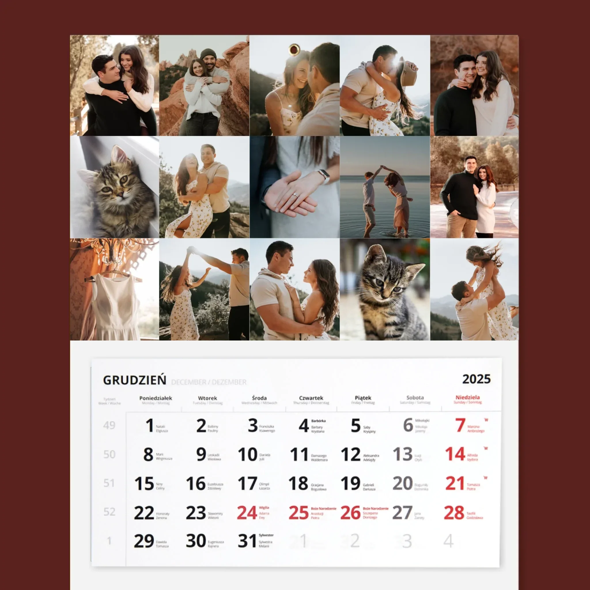 Fotokolaż: 15 Zdjęć - Personalizowany Kalendarz Trójdzielny - Image 2