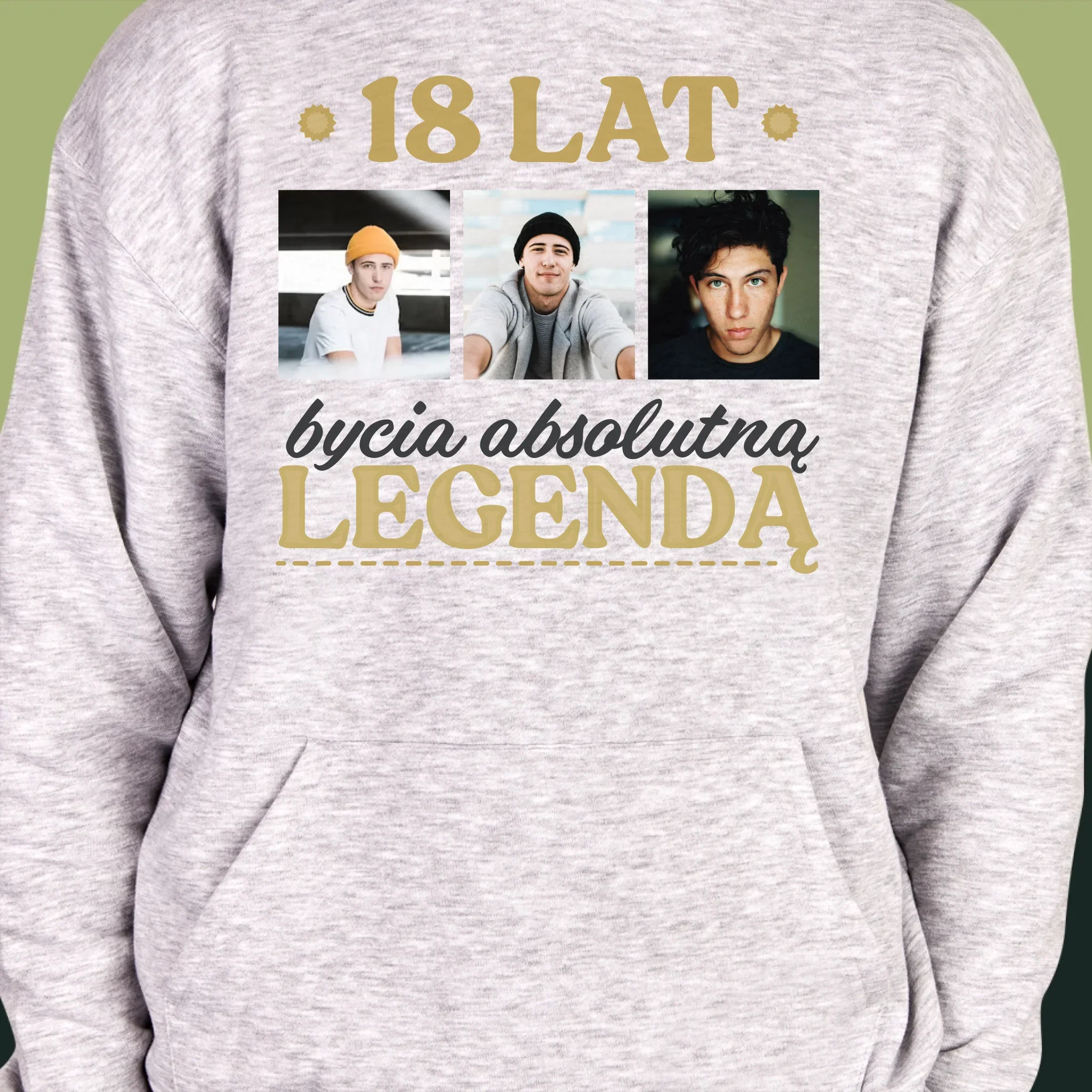 Fotokolaż: 18 Lat Bycia Legendą - Bluza Męska z Kapturem - Image 2