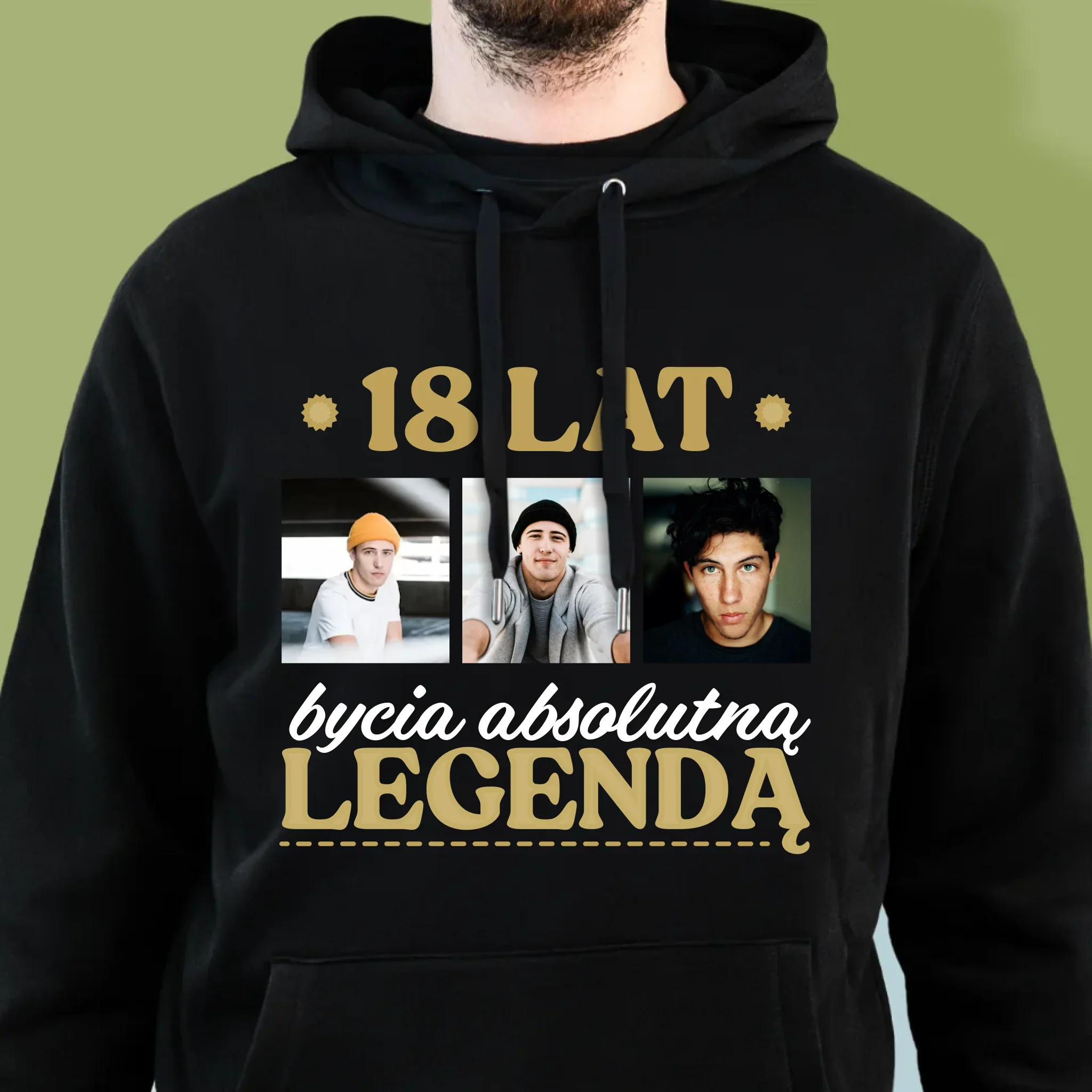 Fotokolaż: 18 Lat Bycia Legendą - Bluza Męska z Kapturem - Image 6