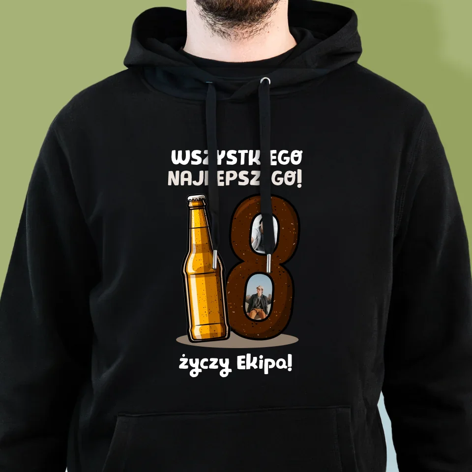 Fotokolaż: 18 Piwo - Bluza Męska z Kapturem - Image 6