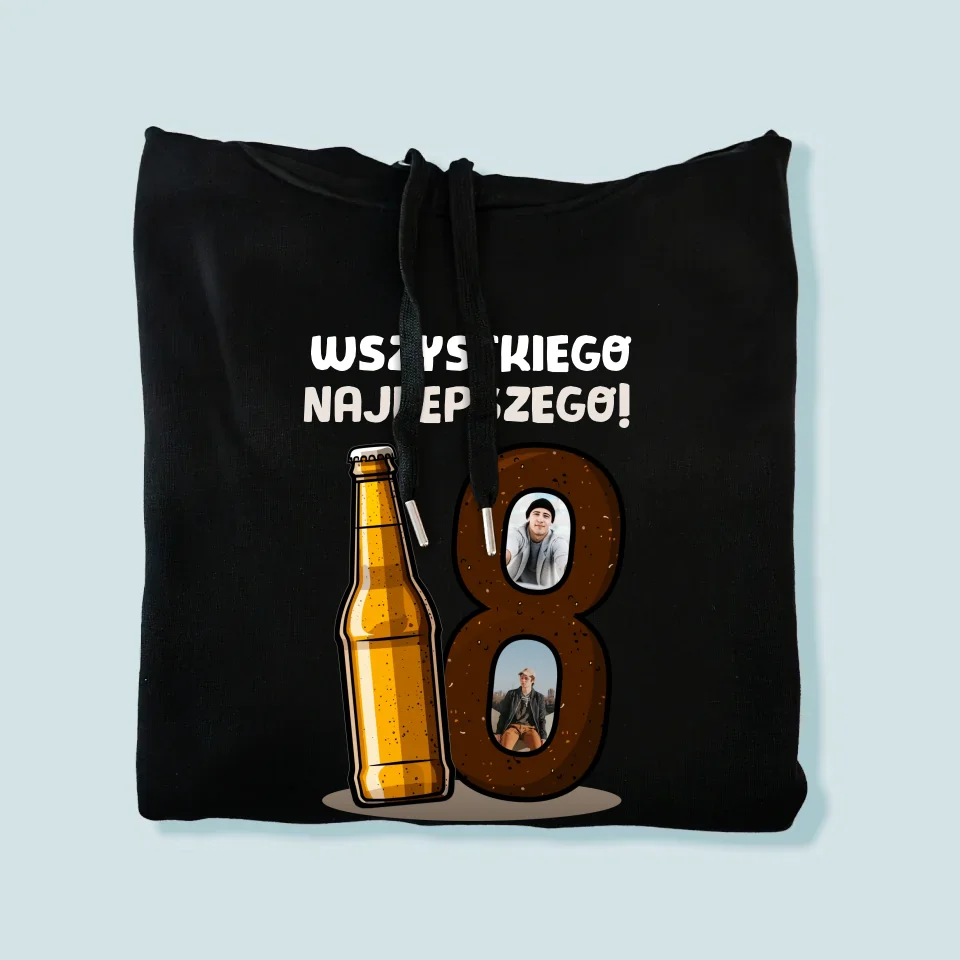 Fotokolaż: 18 Piwo - Bluza Męska z Kapturem - Image 8