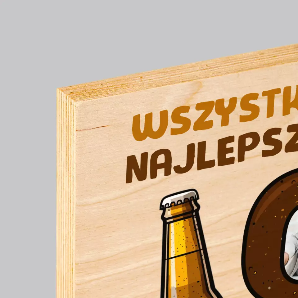 Fotokolaż: 18 Piwo - Wydruk Na Drewnie - Image 4