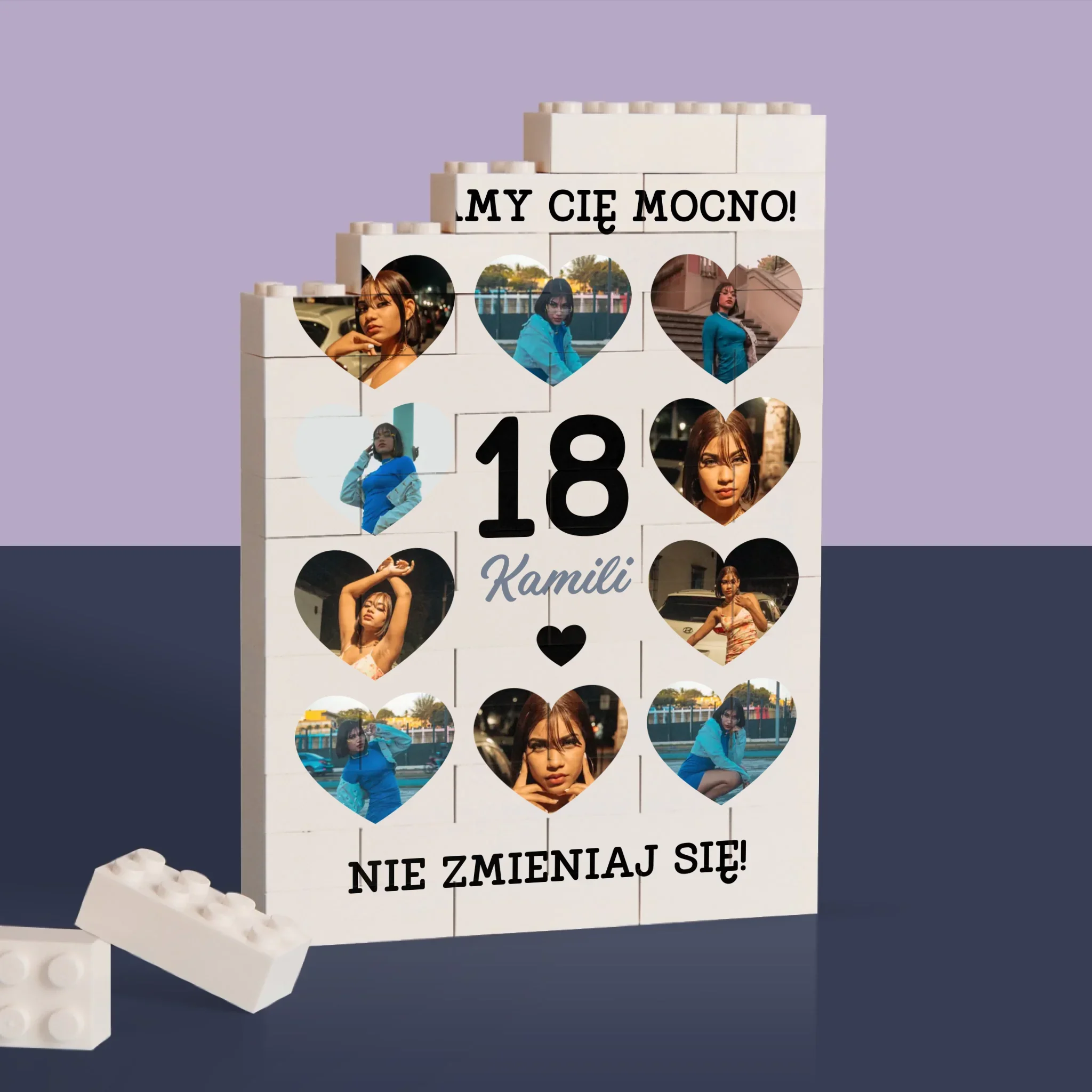 Fotokolaż: 18 Serca - Klocki LEGO z Nadrukiem - Image 2
