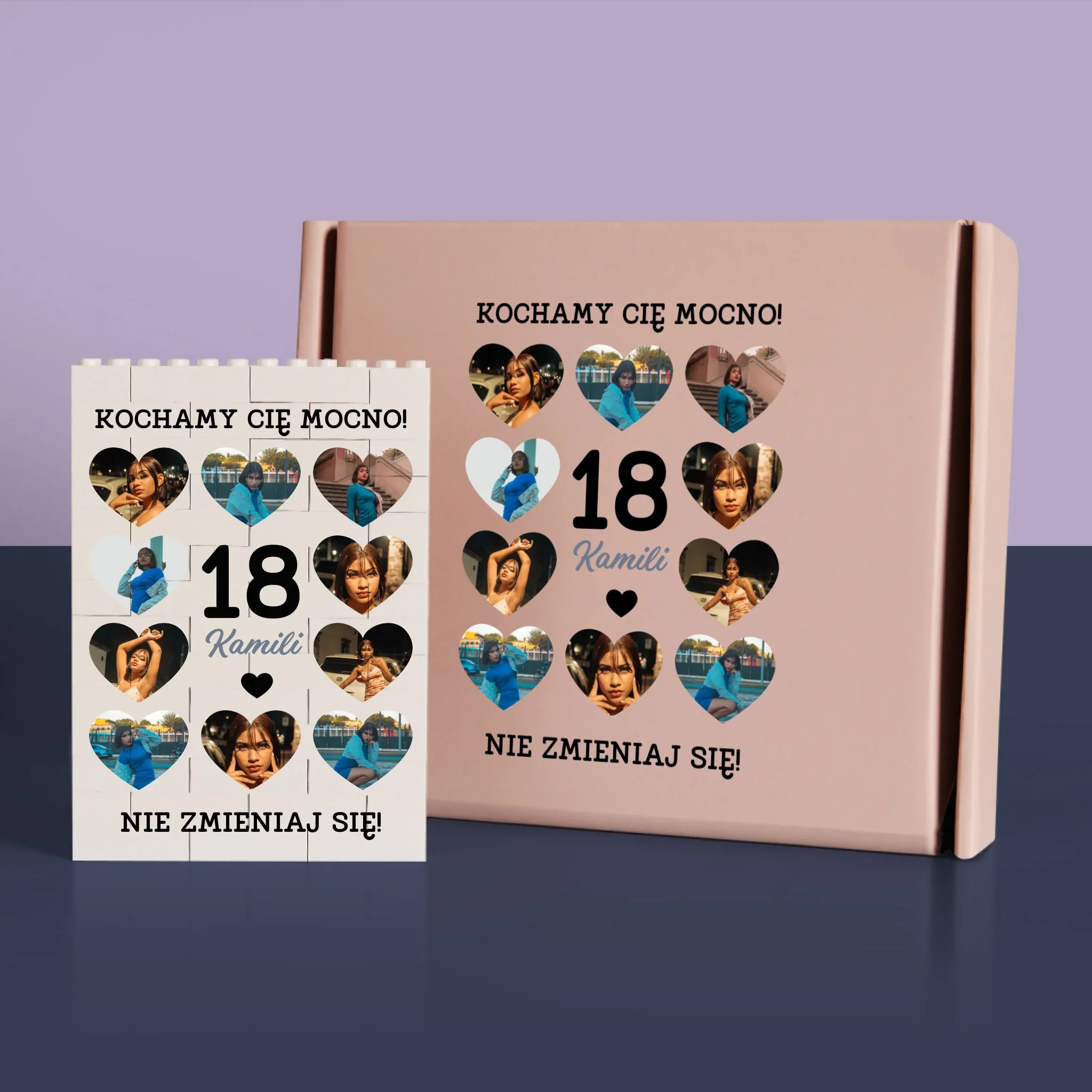 Fotokolaż: 18 Serca - Klocki LEGO z Nadrukiem - Image 4