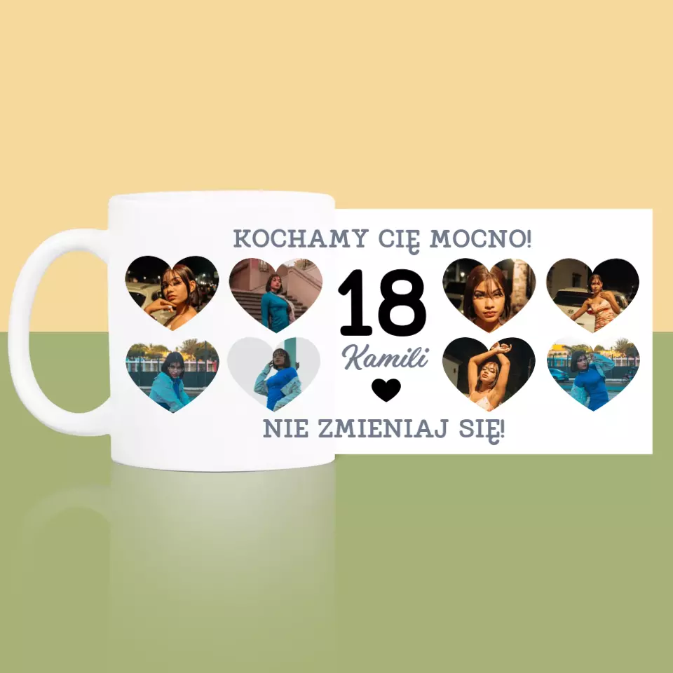 Fotokolaż: 18 Serca - Kubek z Nadrukiem - Image 3