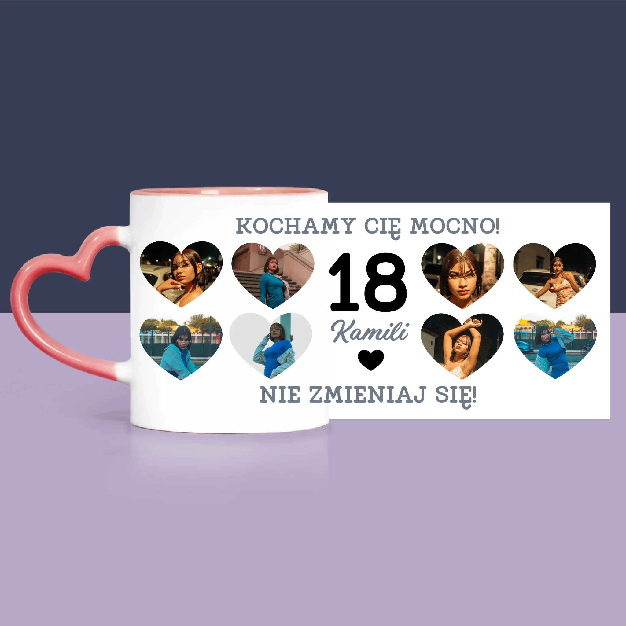 Fotokolaż: 18 Serca - Zestaw Prezentowy z Kubkiem, Misiem i Słodkościami - Image 4