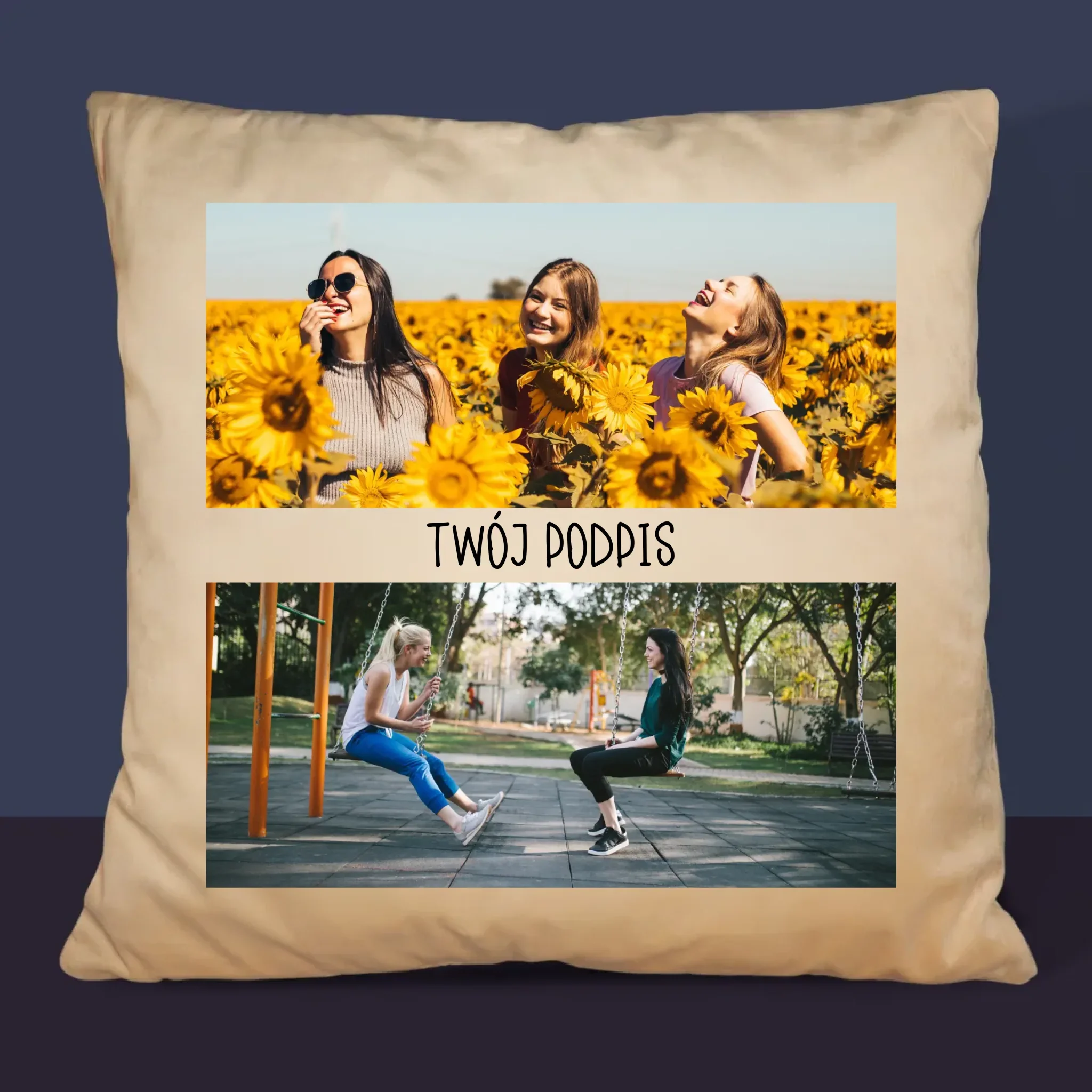 Fotokolaż: 2 Zdjęcia i Podpis - Poduszka z Nadrukiem - Image 6