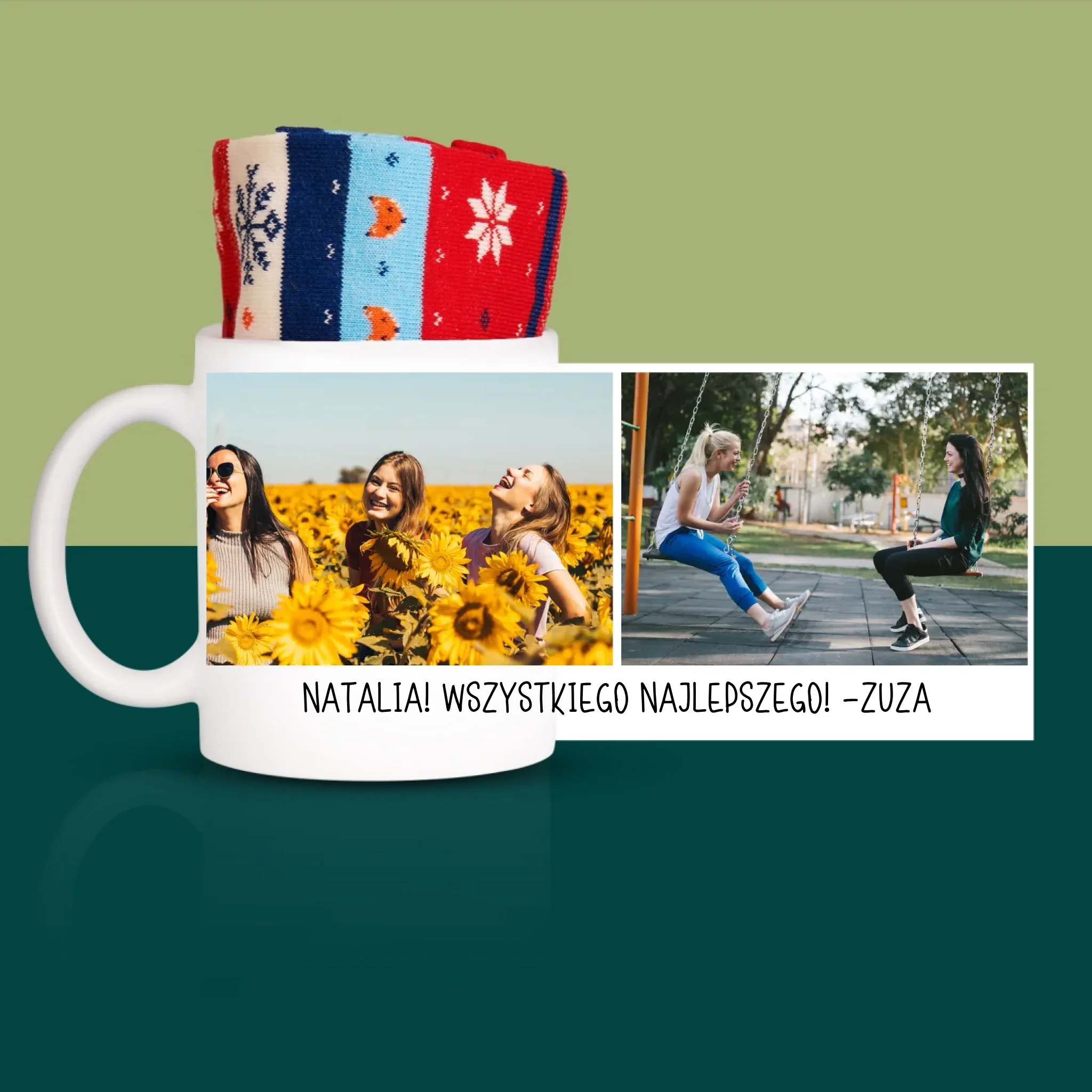 Fotokolaż: 2 Zdjęcia i Podpis - Zimowe Skarpetki w Kubku - Image 3