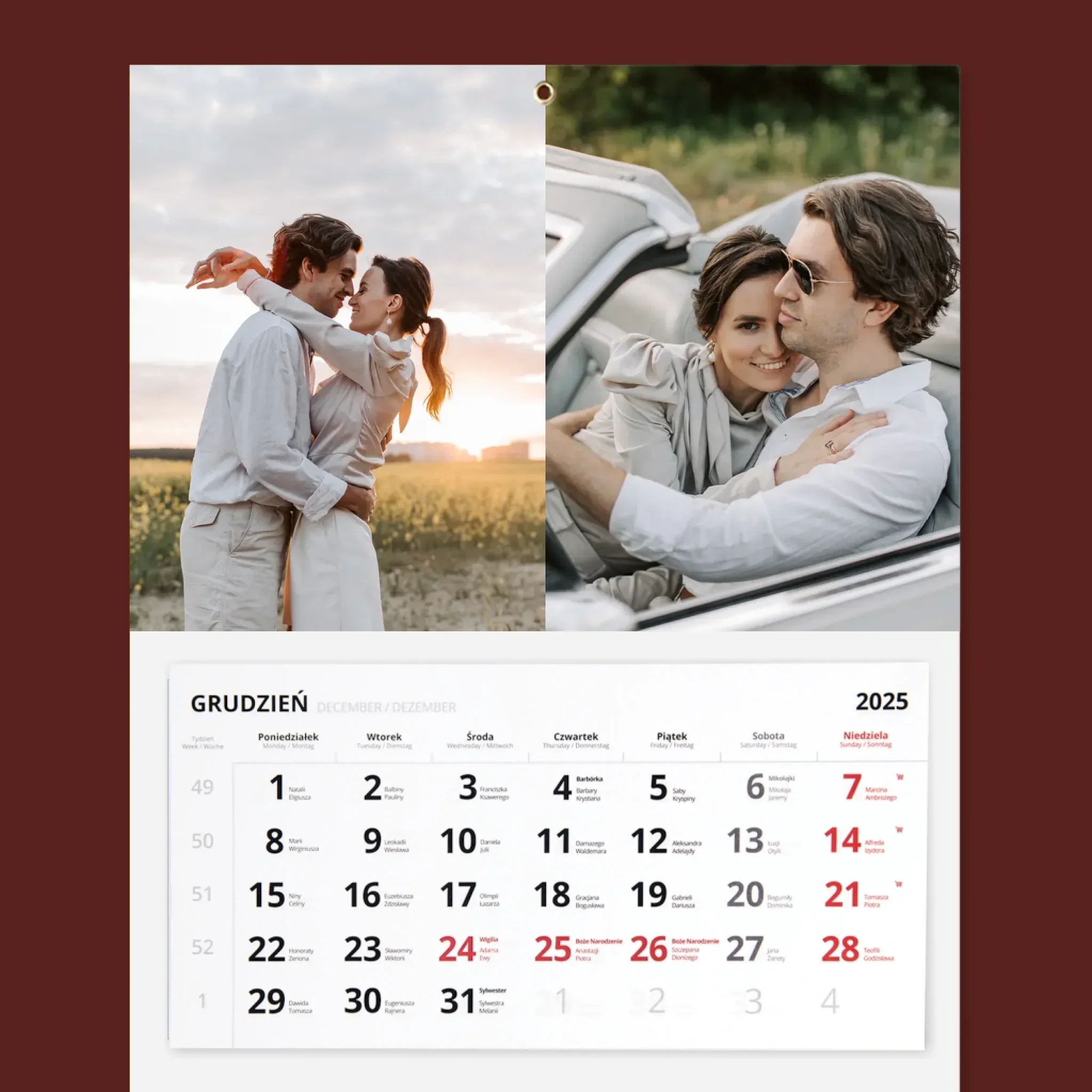 Fotokolaż: 2 Zdjęcia - Personalizowany Kalendarz Trójdzielny - Image 2