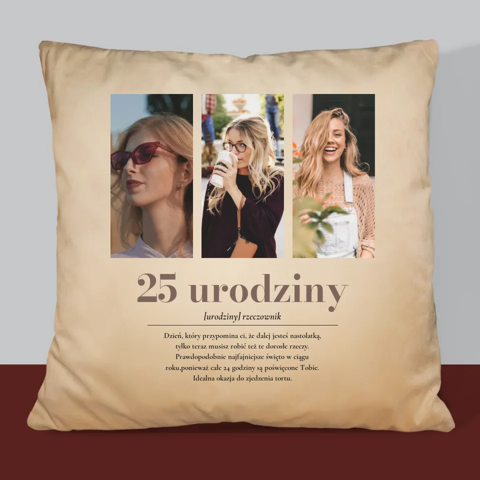 Fotokolaż: 25 Urodziny Definicja - Poduszka z Nadrukiem - Image 6