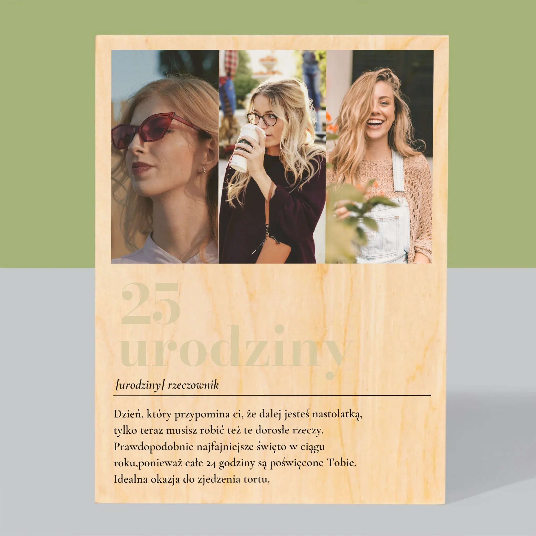 Fotokolaż: 25 Urodziny Definicja - Wydruk Na Drewnie - Image 3