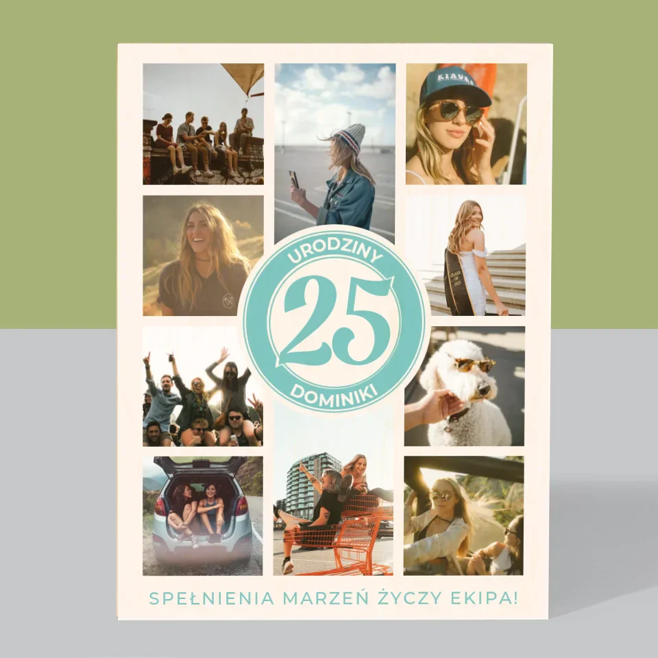 Fotokolaż: 25 Urodziny - Wydruk Na Drewnie - Image 3