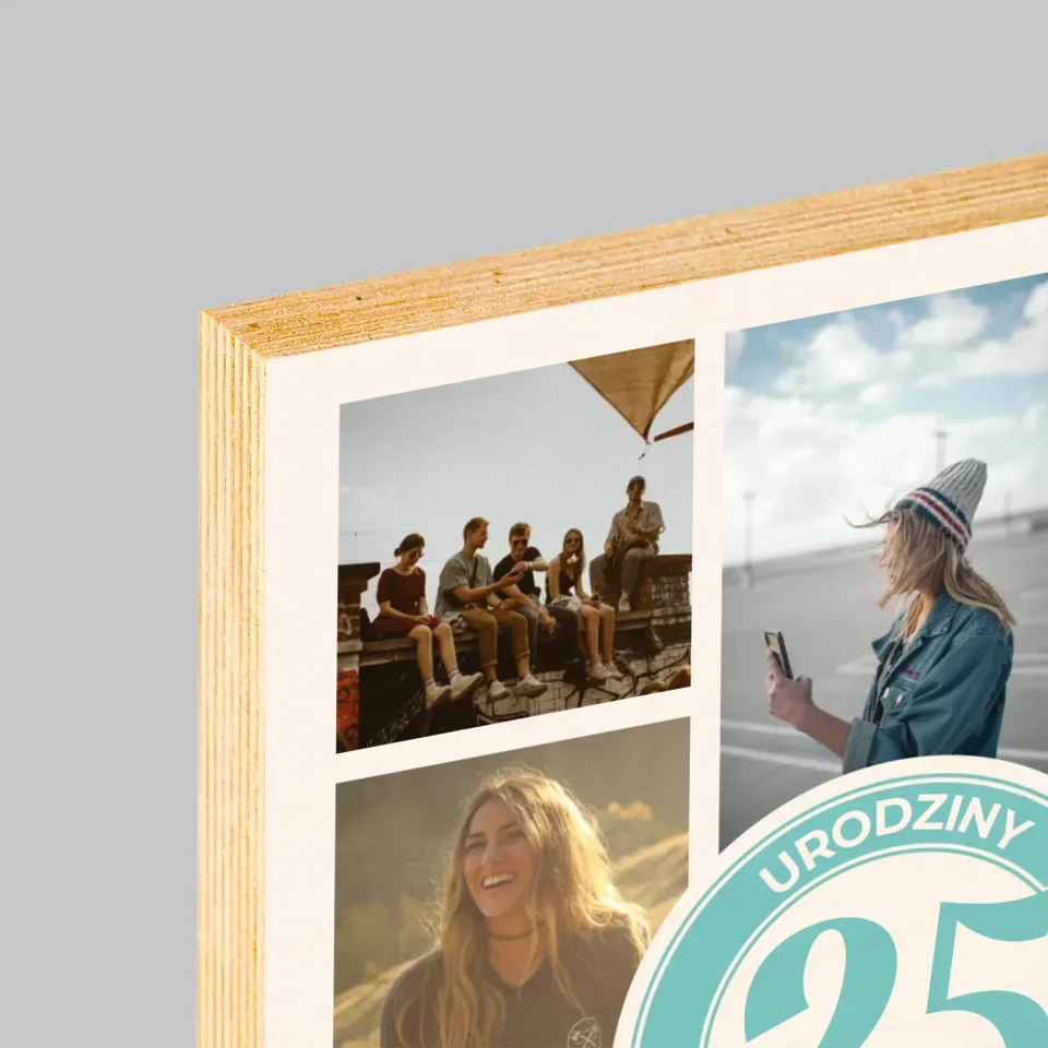 Fotokolaż: 25 Urodziny - Wydruk Na Drewnie - Image 4