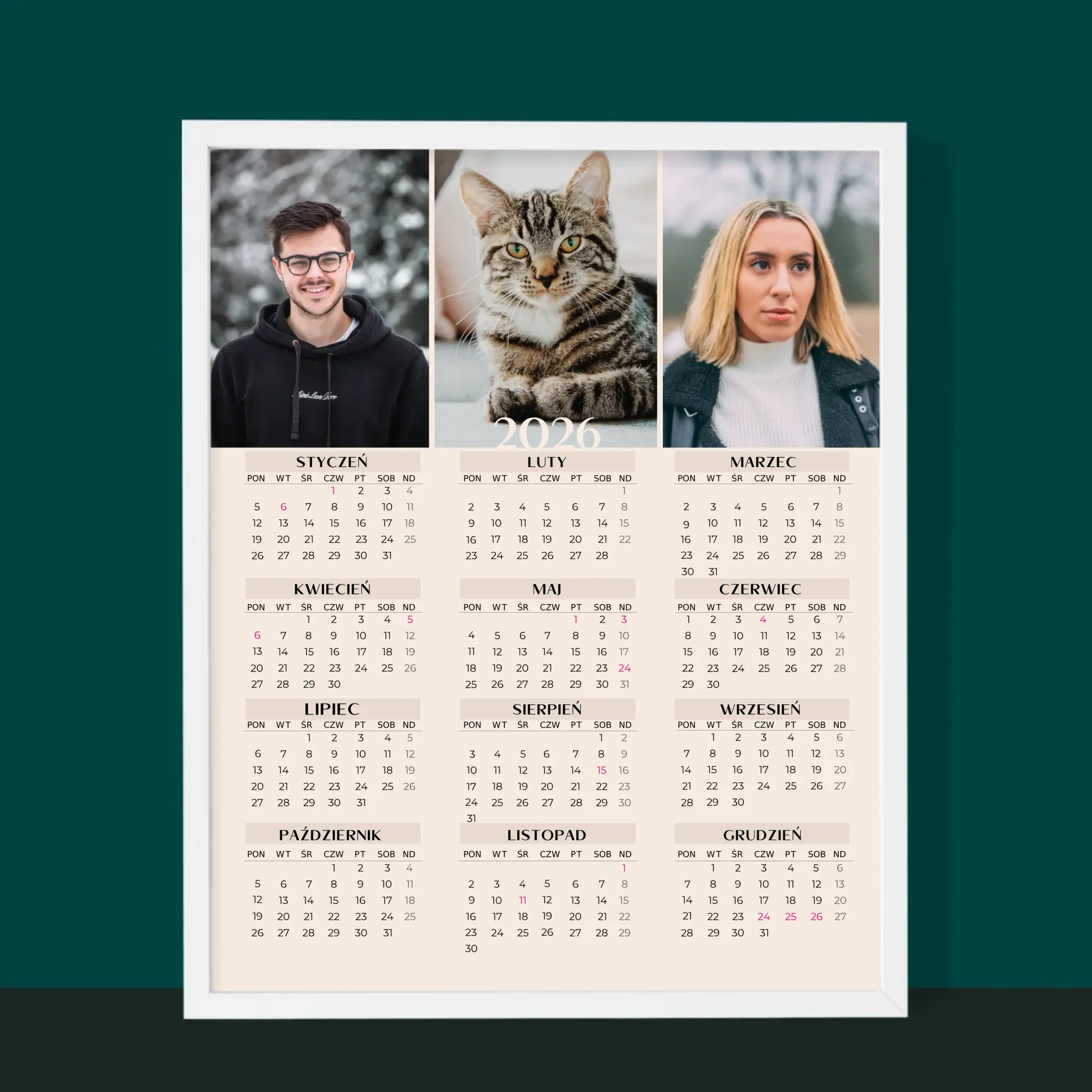 Fotokolaż: 3 Zdjęcia - Kalendarz w Ramce - Image 3