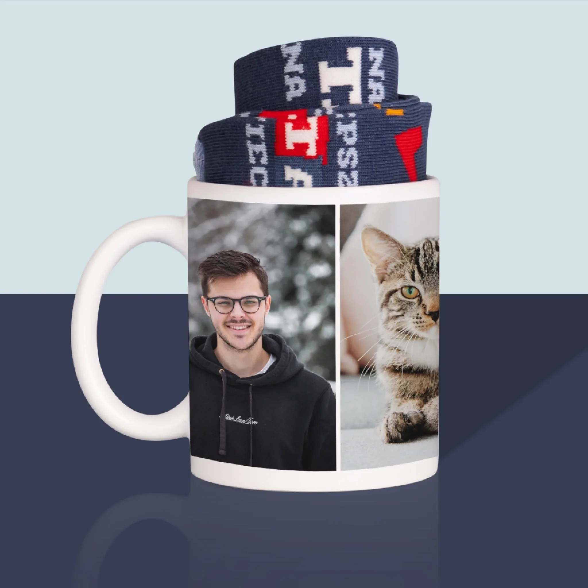 Fotokolaż: 3 Zdjęcia - Skarpetki w Kubku Dla Taty