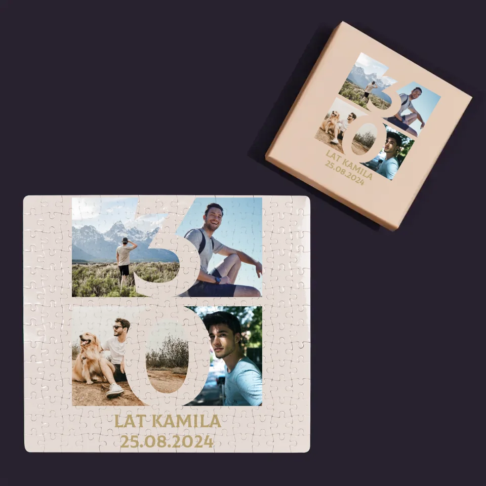 Fotokolaż: 30 Lat Cyfra Zdjęcia - Personalizowane Puzzle - Image 4