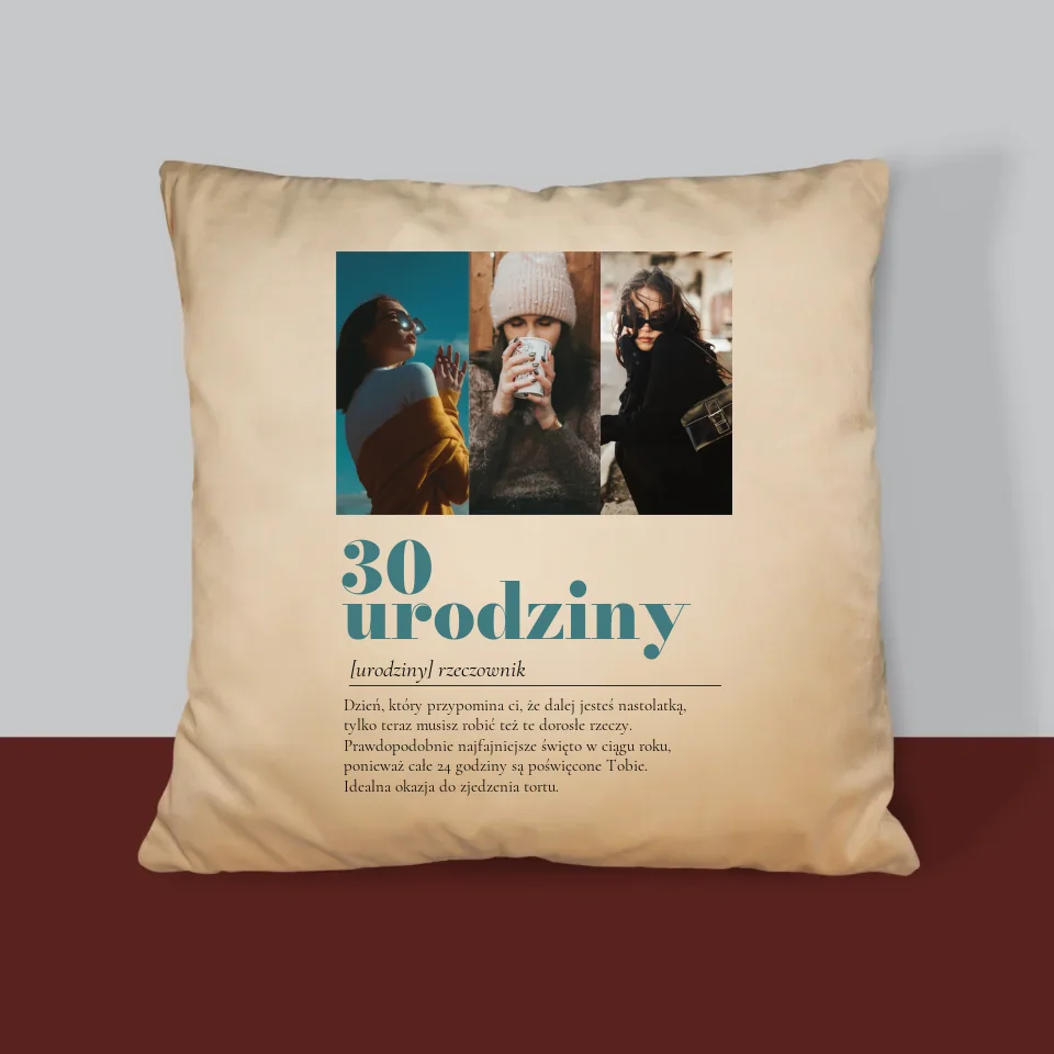 Fotokolaż: 30 Urodziny Definicja - Poduszka z Nadrukiem - Image 4