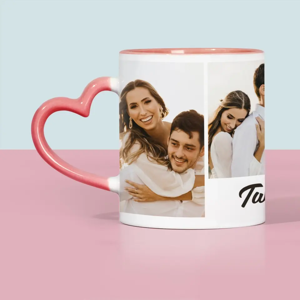 Fotokolaż: 4 Zdjęcia i Podpis - Kubek z Nadrukiem - Image 5
