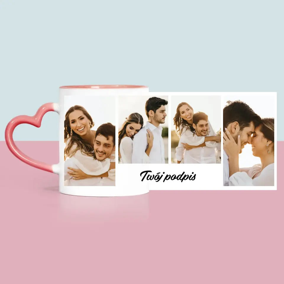 Fotokolaż: 4 Zdjęcia i Podpis - Kubek z Nadrukiem - Image 6