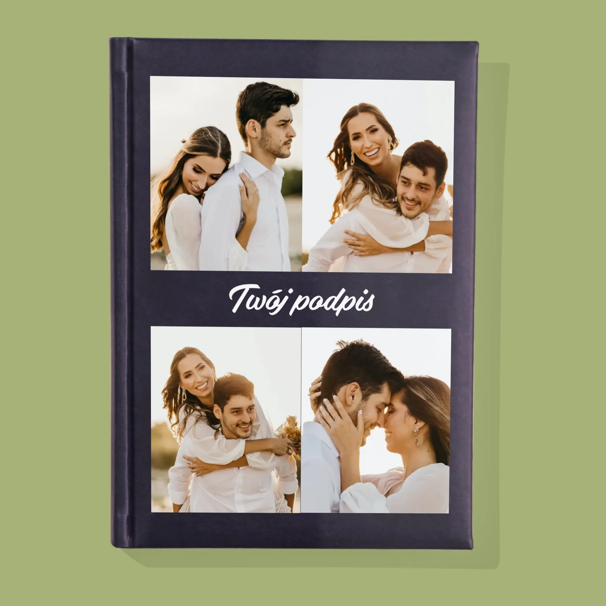 Fotokolaż: 4 Zdjęcia i Podpis - Notes Książkowy z Nadrukiem - Image 2