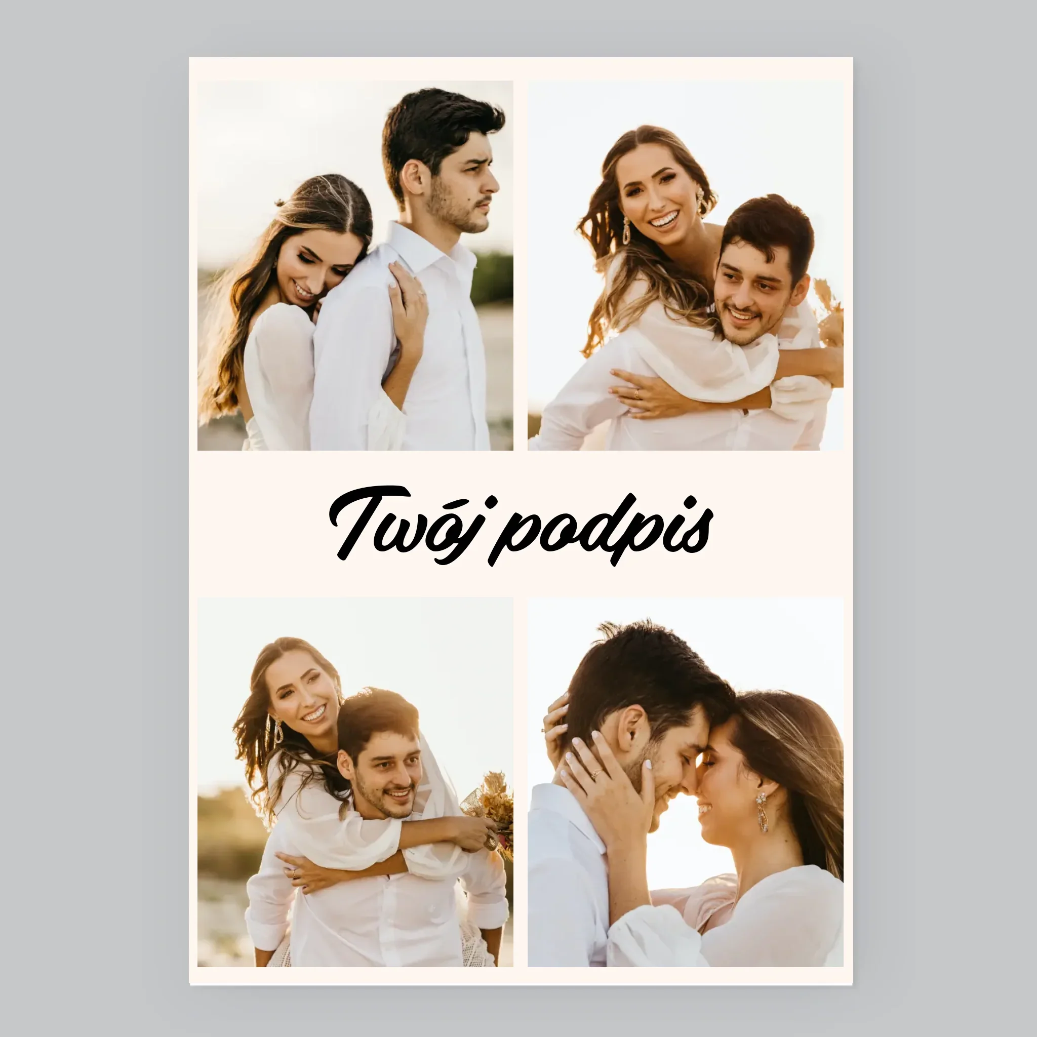 Fotokolaż: 4 Zdjęcia i Podpis - Wydruk Obramowany