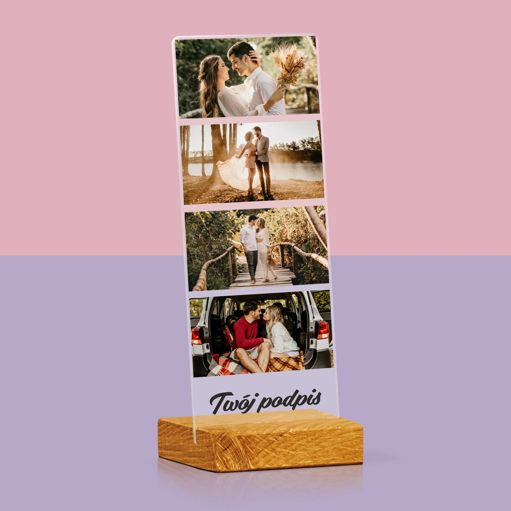 Fotokolaż: 4 Zdjęcia i Podpis - Zdjęcie Na Szkle Akrylowym Fotobudka