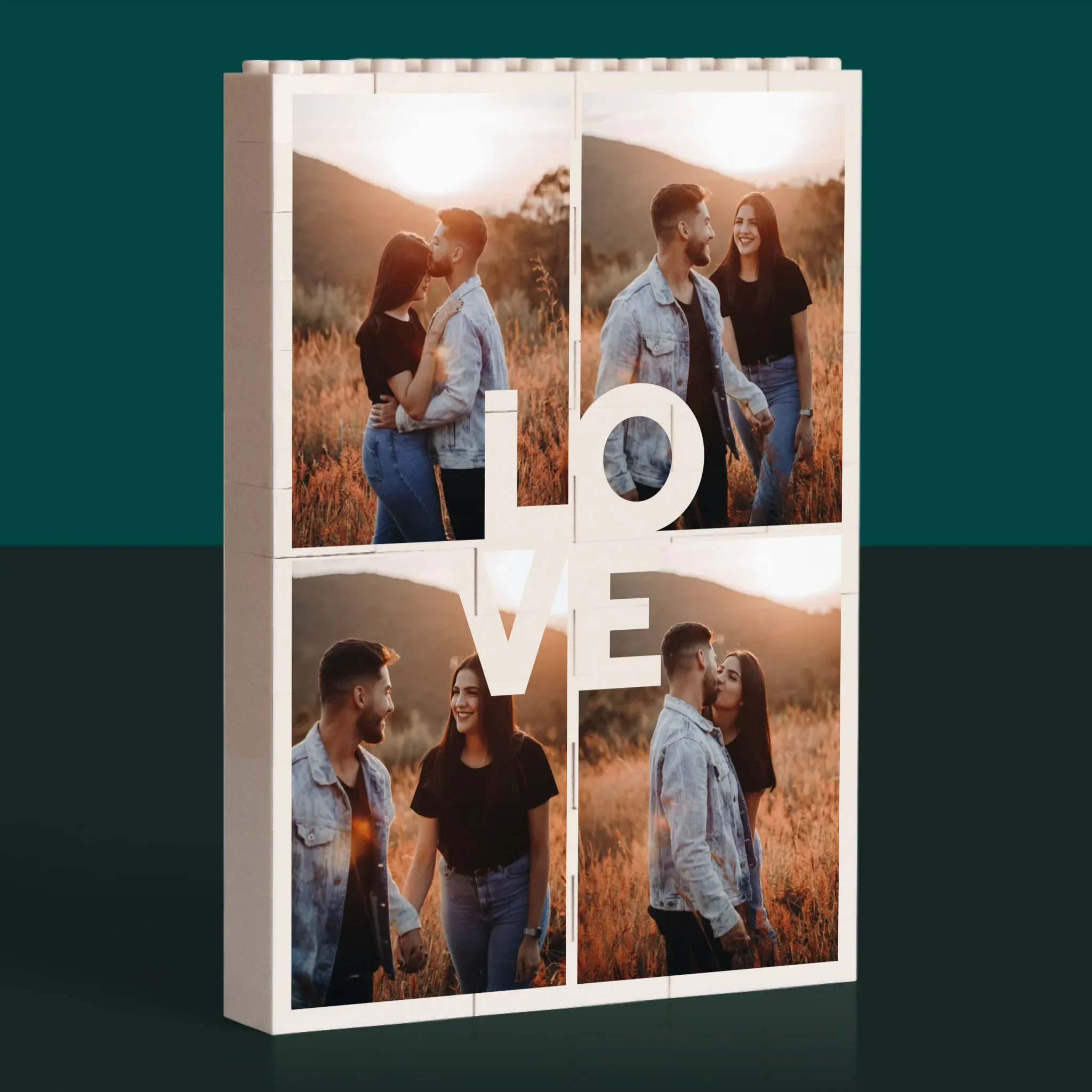Fotokolaż: 4 Zdjęcia Z Napisem Love - Klocki LEGO z Nadrukiem