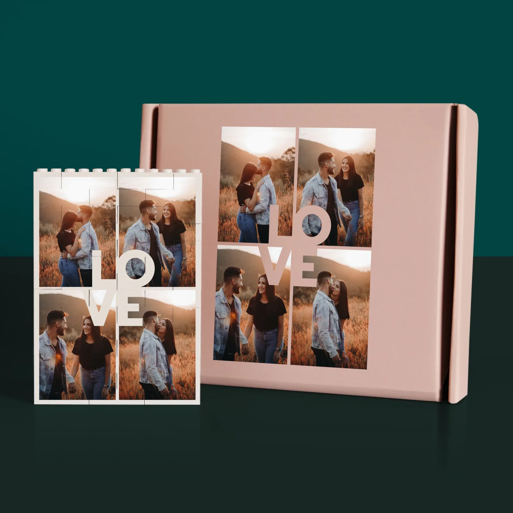 Fotokolaż: 4 Zdjęcia Z Napisem Love - Klocki LEGO z Nadrukiem - Image 4