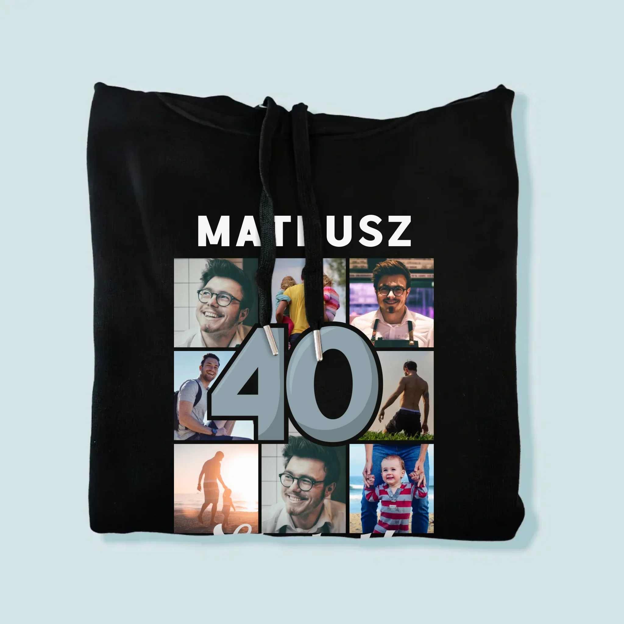 Fotokolaż: 40 Lat - Bluza Męska Z Kapturem - Image 4
