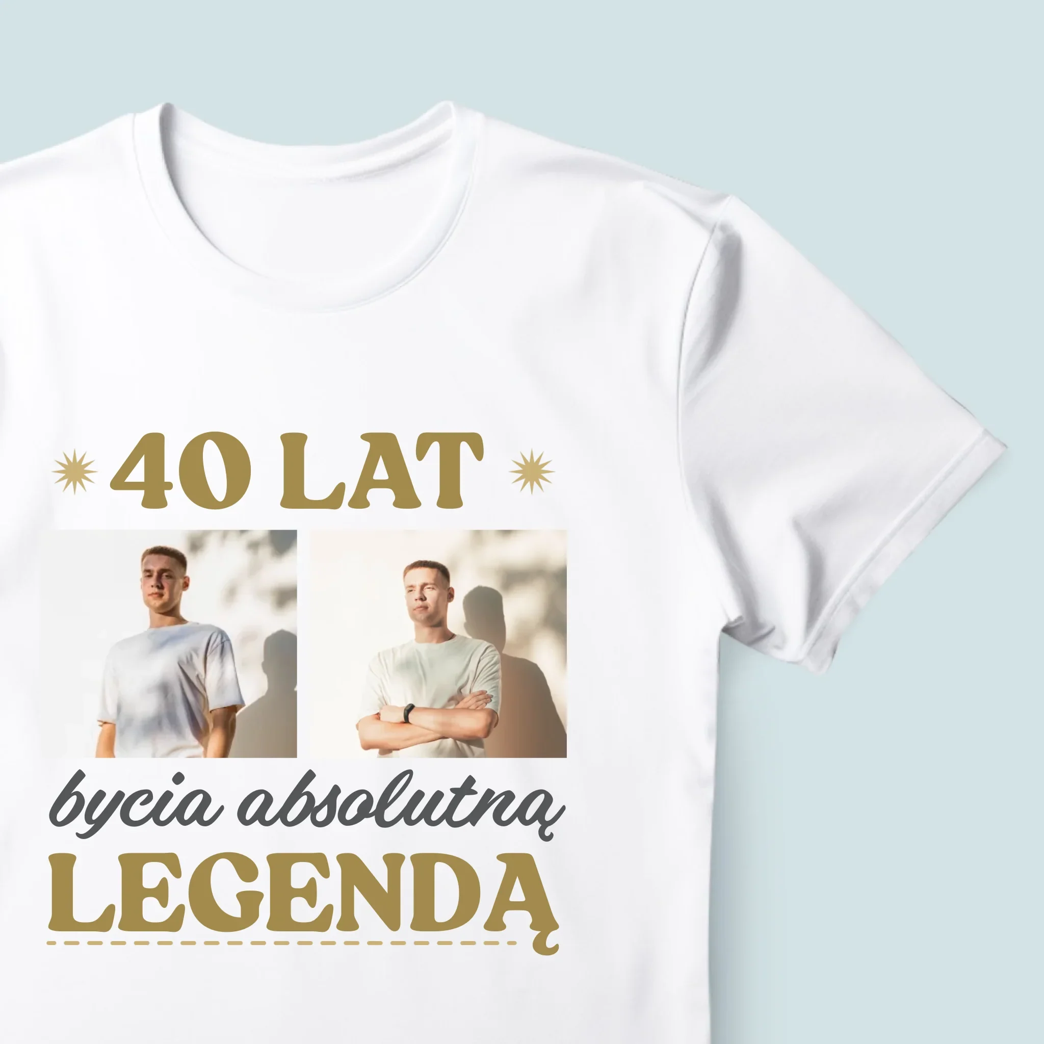 Fotokolaż: 40 Lat Bycia Legendą - Koszulka Męska z Nadrukiem - Image 4