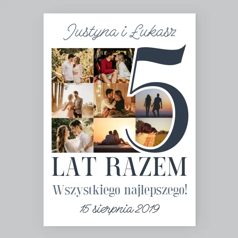Fotokolaż: 5 Lat Razem - Wydruk Obramowany