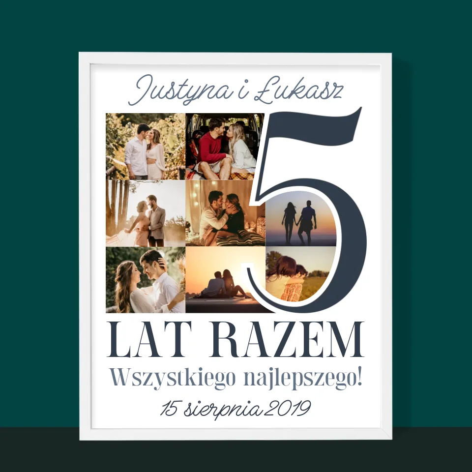 Fotokolaż: 5 Lat Razem - Wydruk Obramowany - Image 10