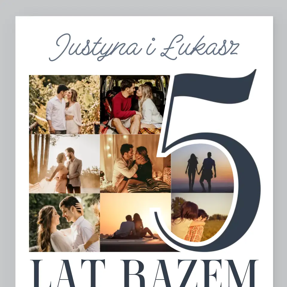 Fotokolaż: 5 Lat Razem - Wydruk Obramowany - Image 2