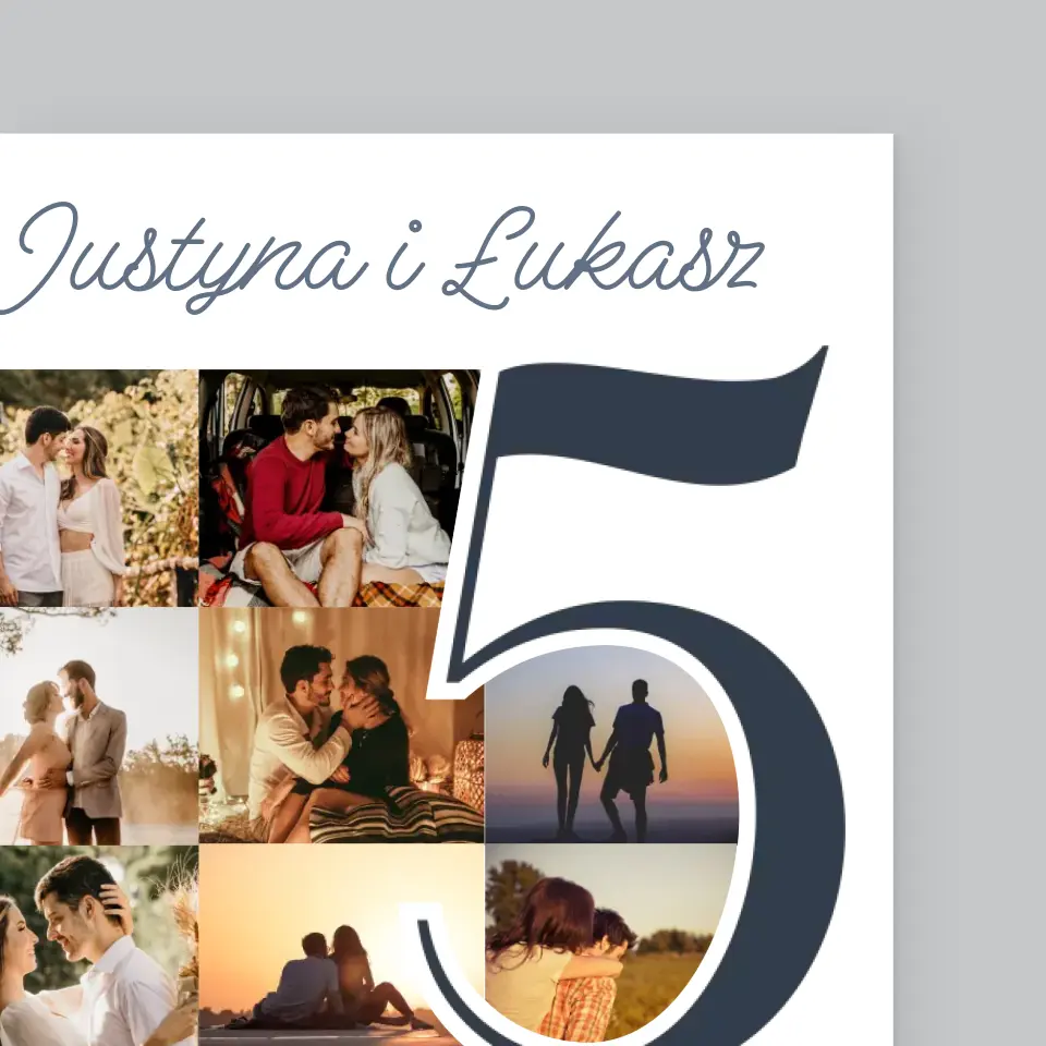 Fotokolaż: 5 Lat Razem - Wydruk Obramowany - Image 3