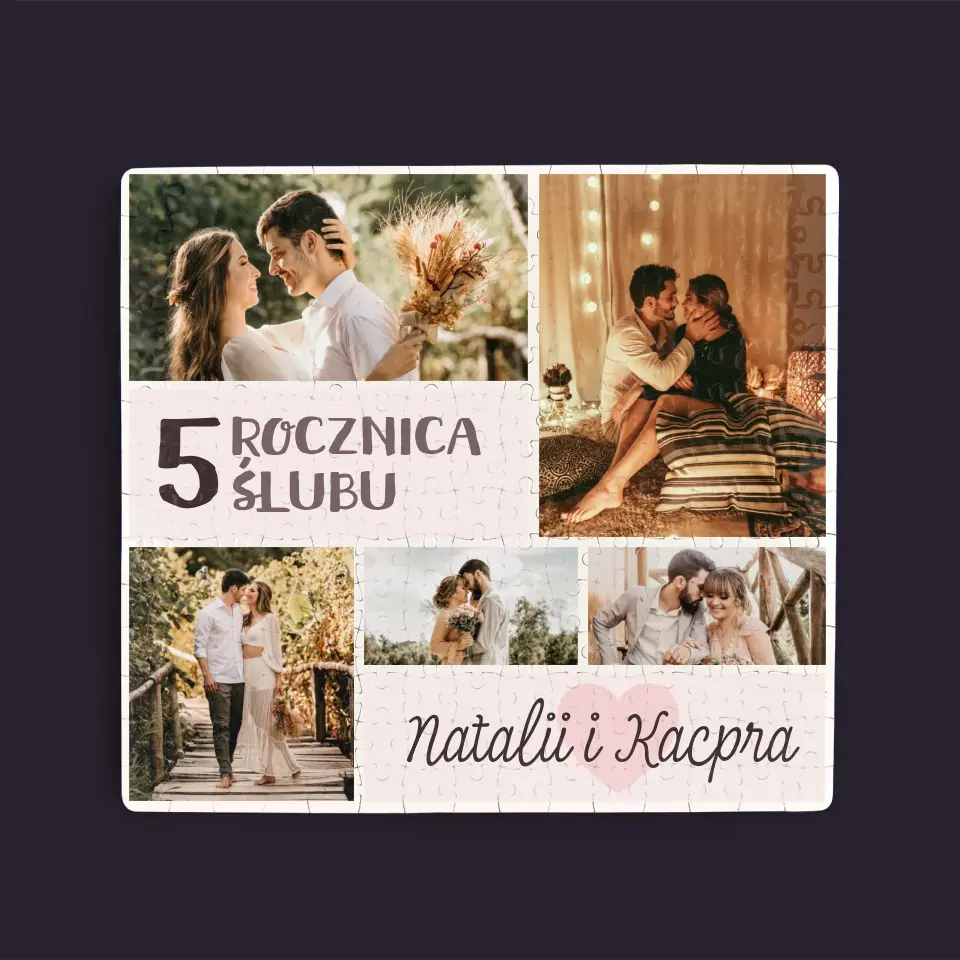 Fotokolaż: 5 Rocznica Ślubu - Personalizowane Puzzle - Image 3