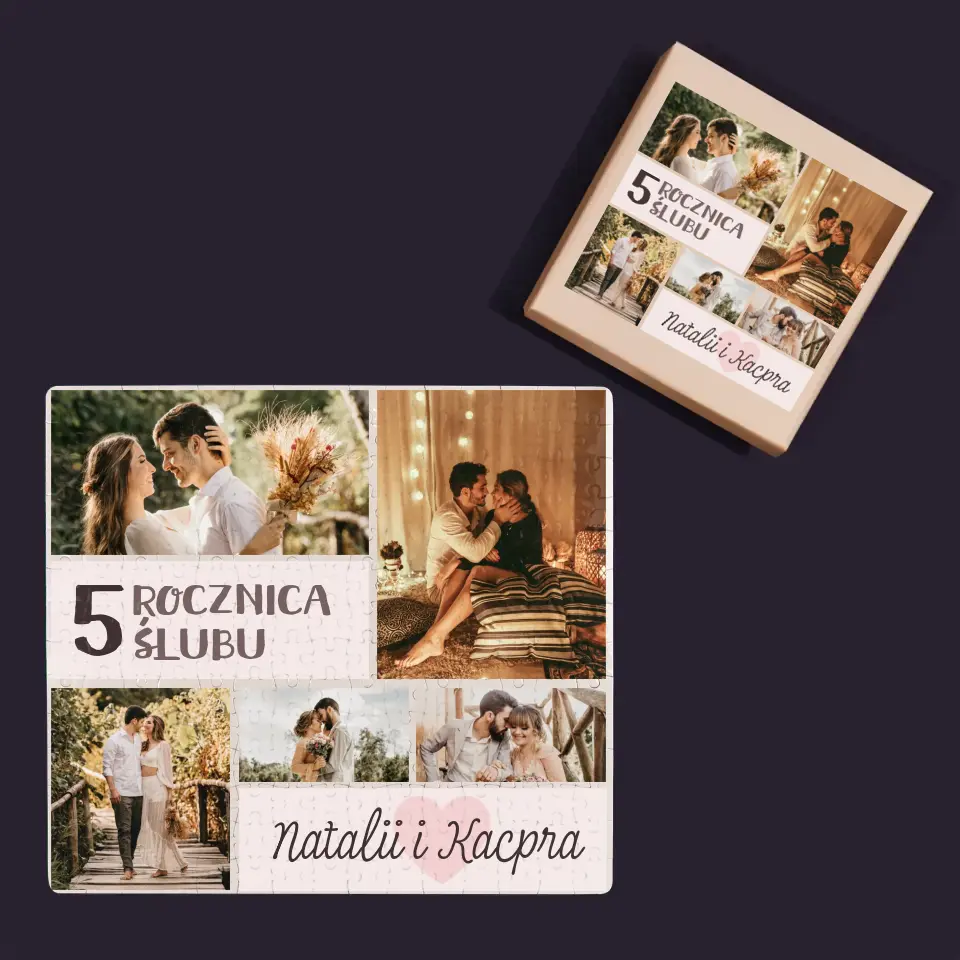 Fotokolaż: 5 Rocznica Ślubu - Personalizowane Puzzle - Image 4
