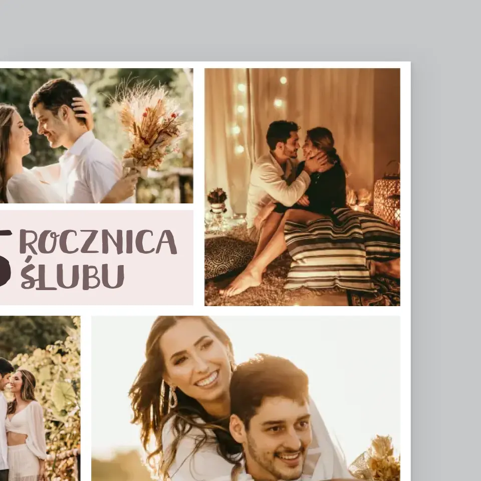Fotokolaż: 5 Rocznica Ślubu - Wydruk Obramowany - Image 3