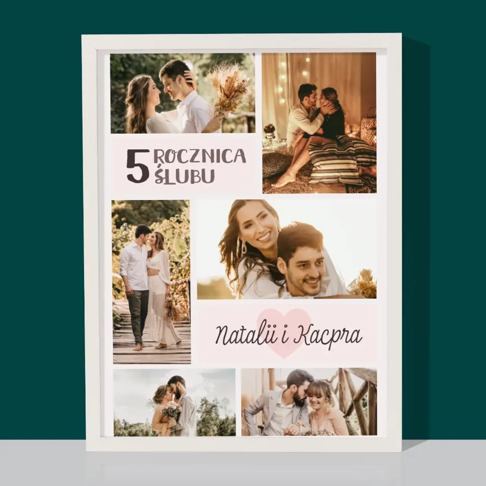 Fotokolaż: 5 Rocznica Ślubu - Wydruk Obramowany - Image 8
