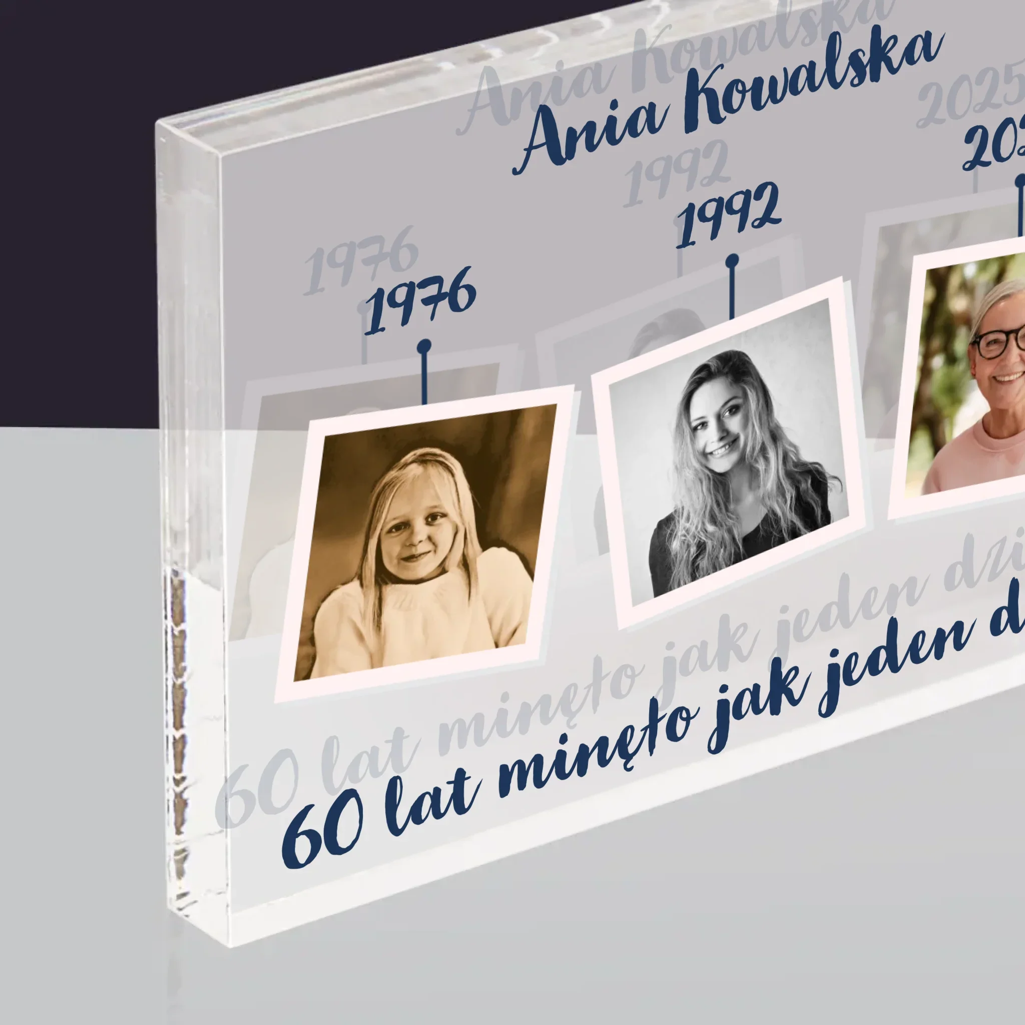 Fotokolaż: 60 Lat Minęło Jak Jeden Dzień - Blok Akrylowy z Nadrukiem - Image 2