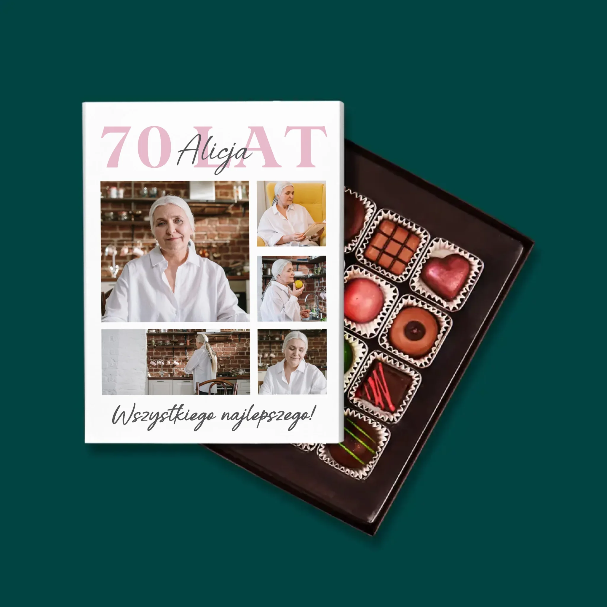 Fotokolaż: 70 Lat Wszystkiego Najlepszego - Personalizowane Praliny