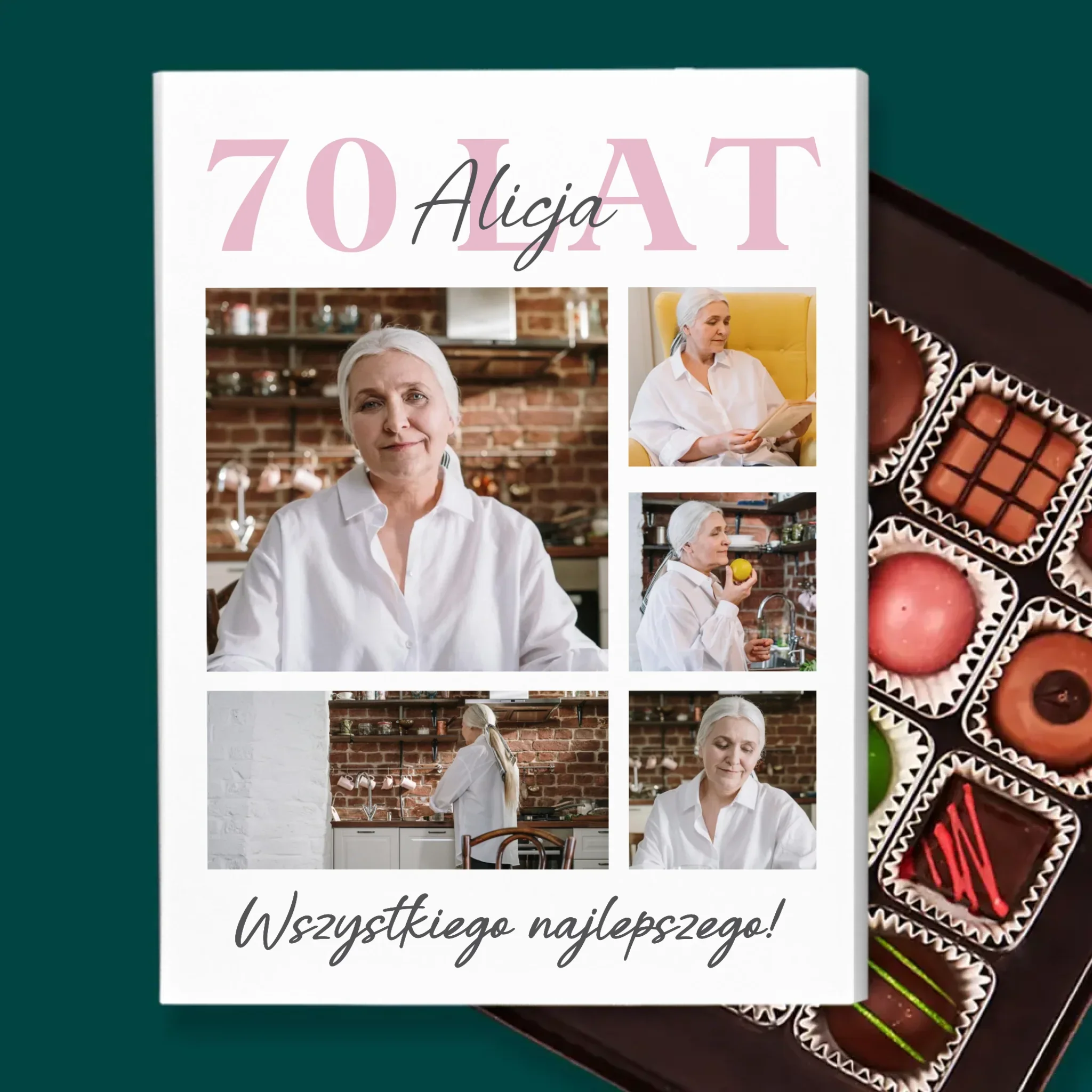 Fotokolaż: 70 Lat Wszystkiego Najlepszego - Personalizowane Praliny - Image 2