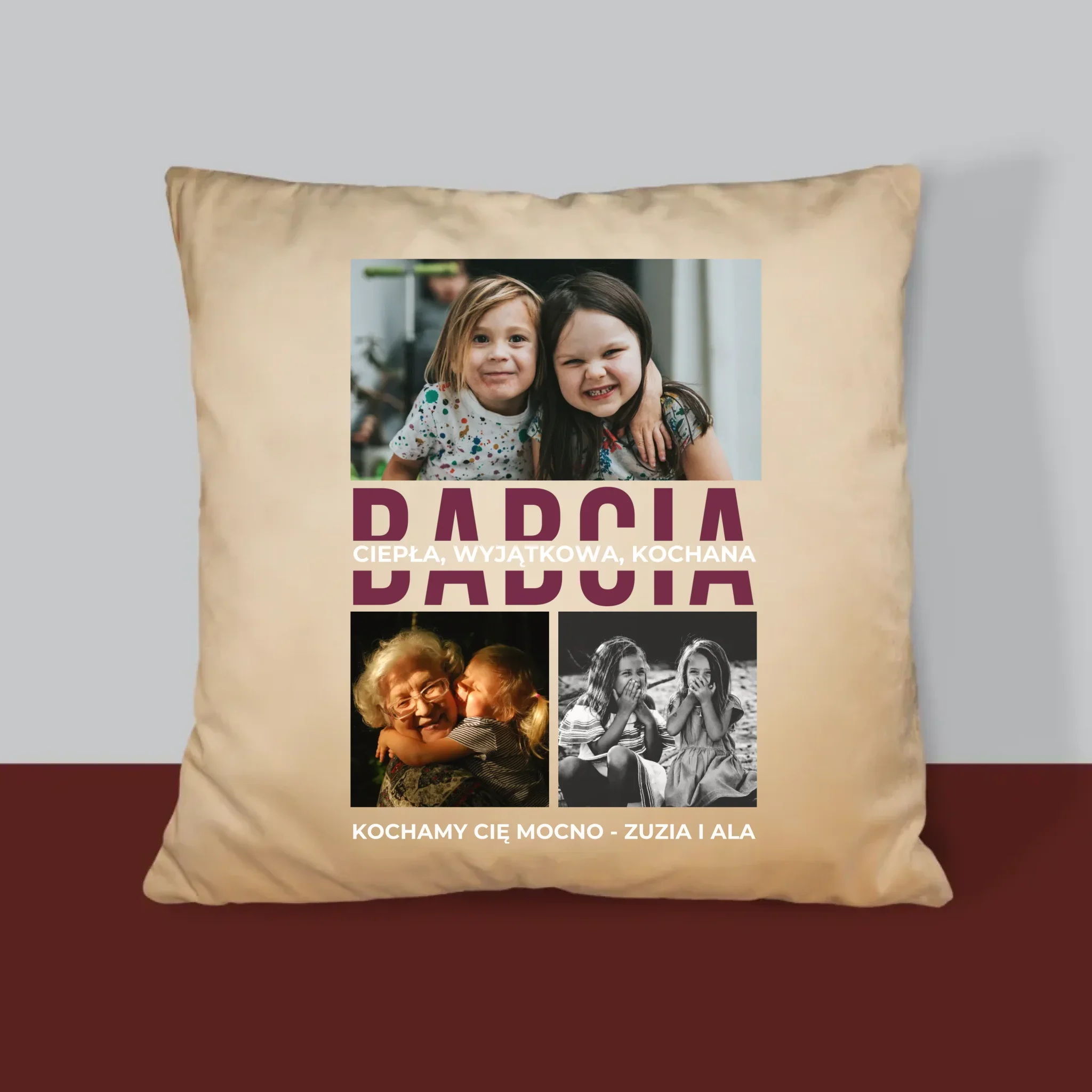 Fotokolaż: Babcia Cechy Charakteru - Poduszka z Nadrukiem - Image 4