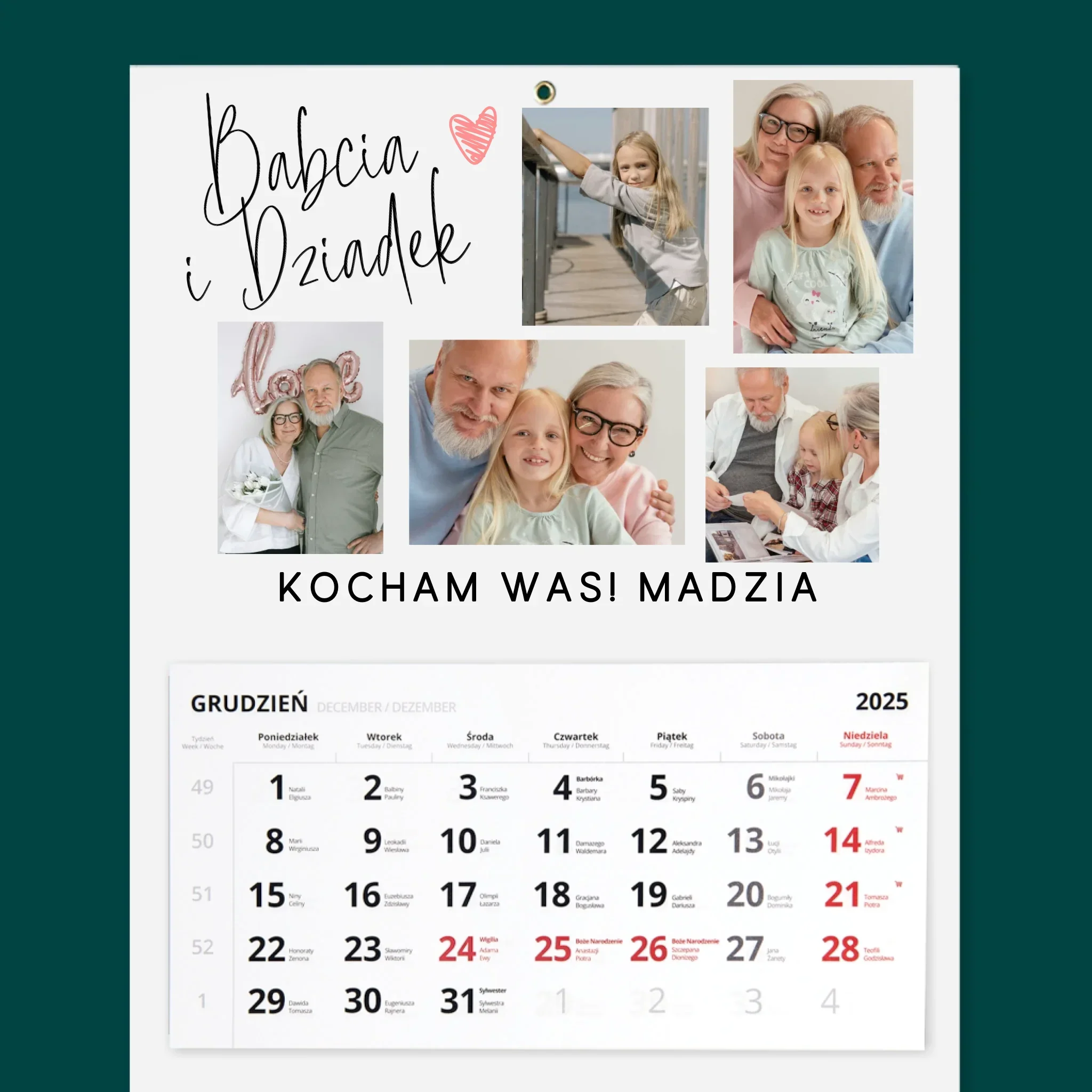 Fotokolaż: Babcia i Dziadek - Personalizowany Kalendarz Trójdzielny - Image 2