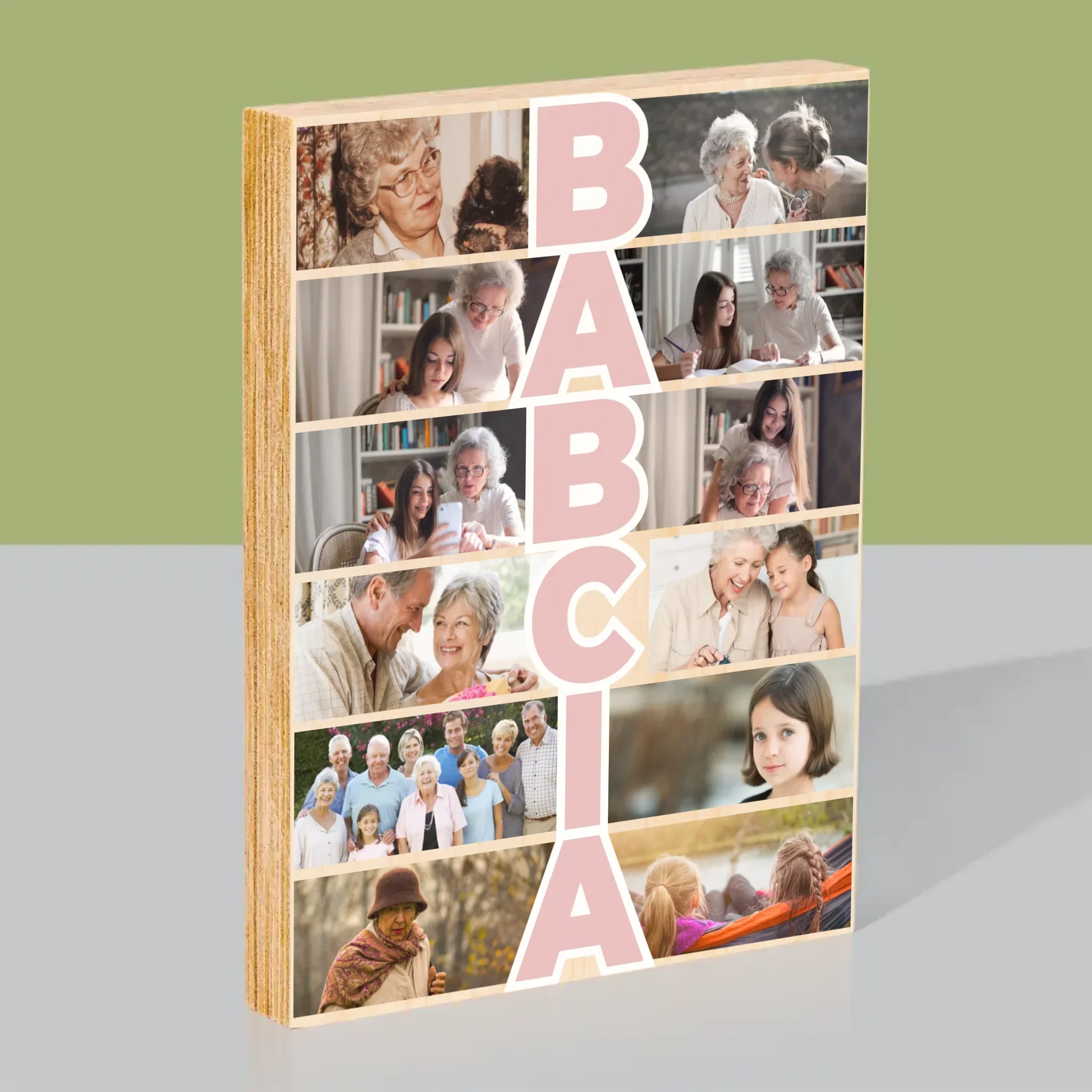 Fotokolaż: Babcia - Wydruk Na Drewnie